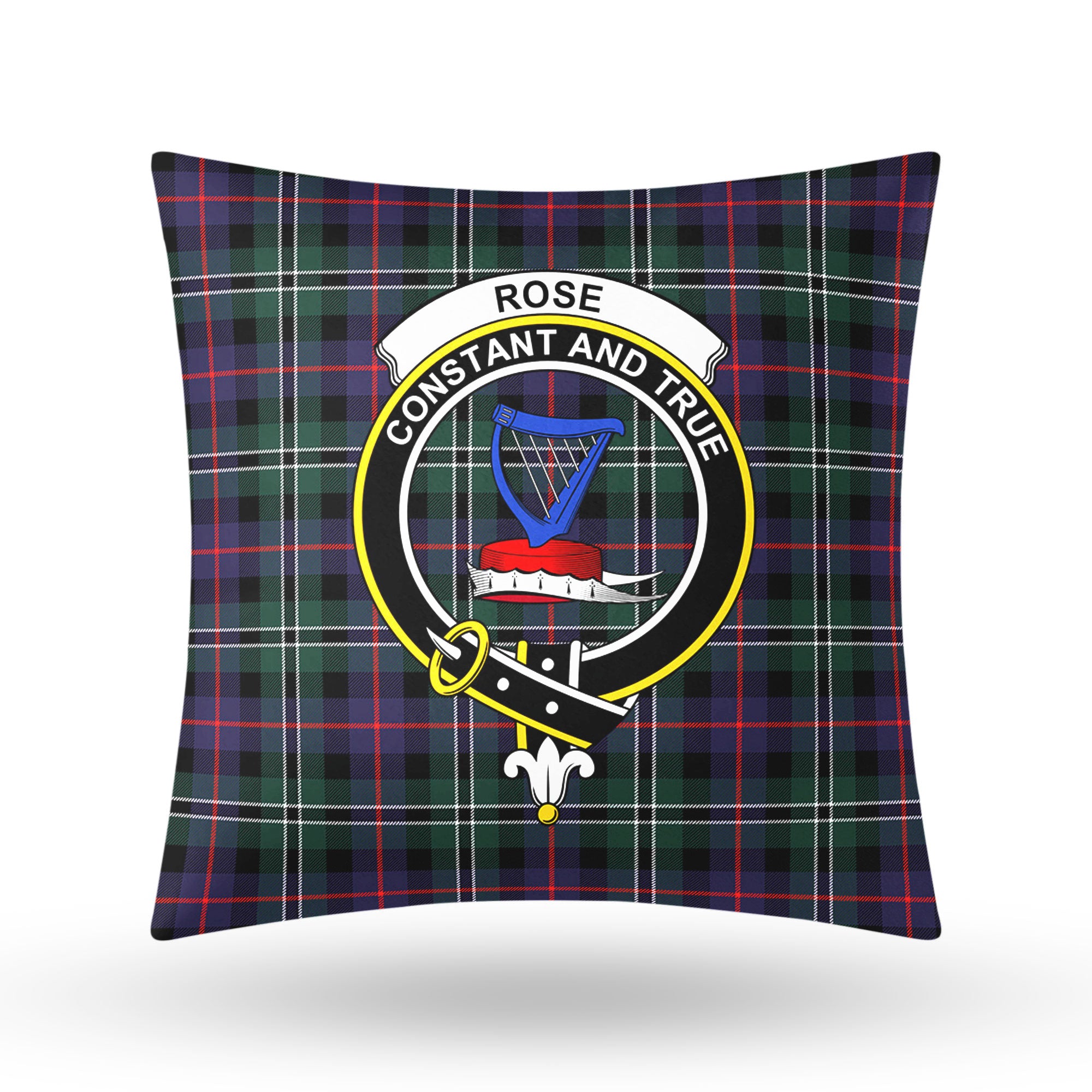 Rose Hunting Modern Tartan Crest Pillow Cover