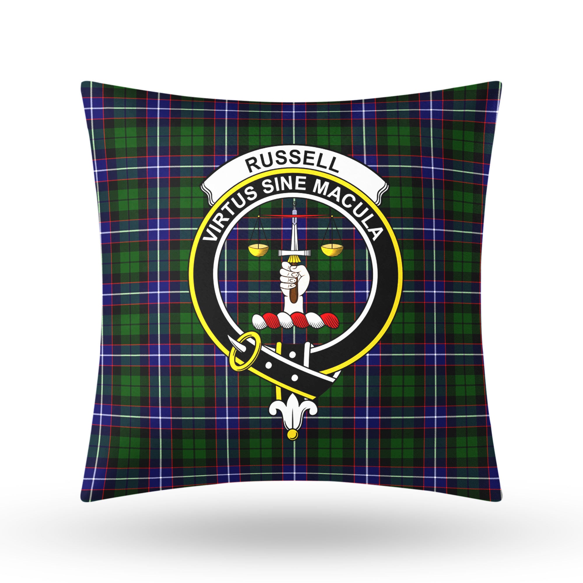 Russell Modern Tartan Crest Pillow Cover