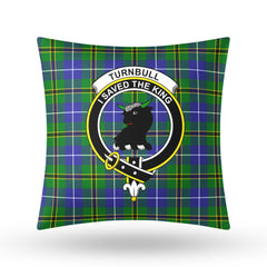 Turnbull Hunting Tartan Crest Pillow Cover