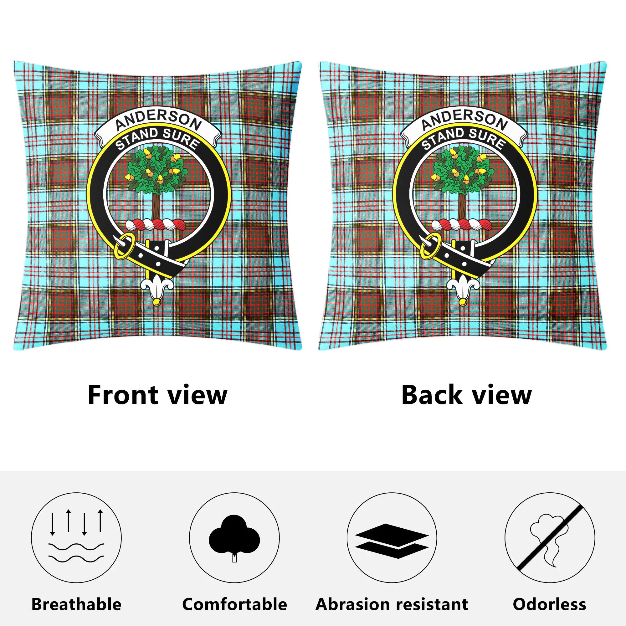 Anderson Ancient Tartan Crest Pillow Cover