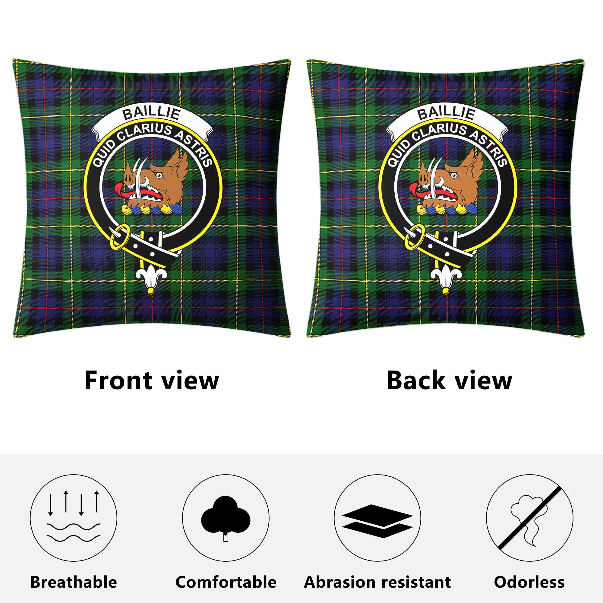 Baillie Tartan Crest Pillow Cover