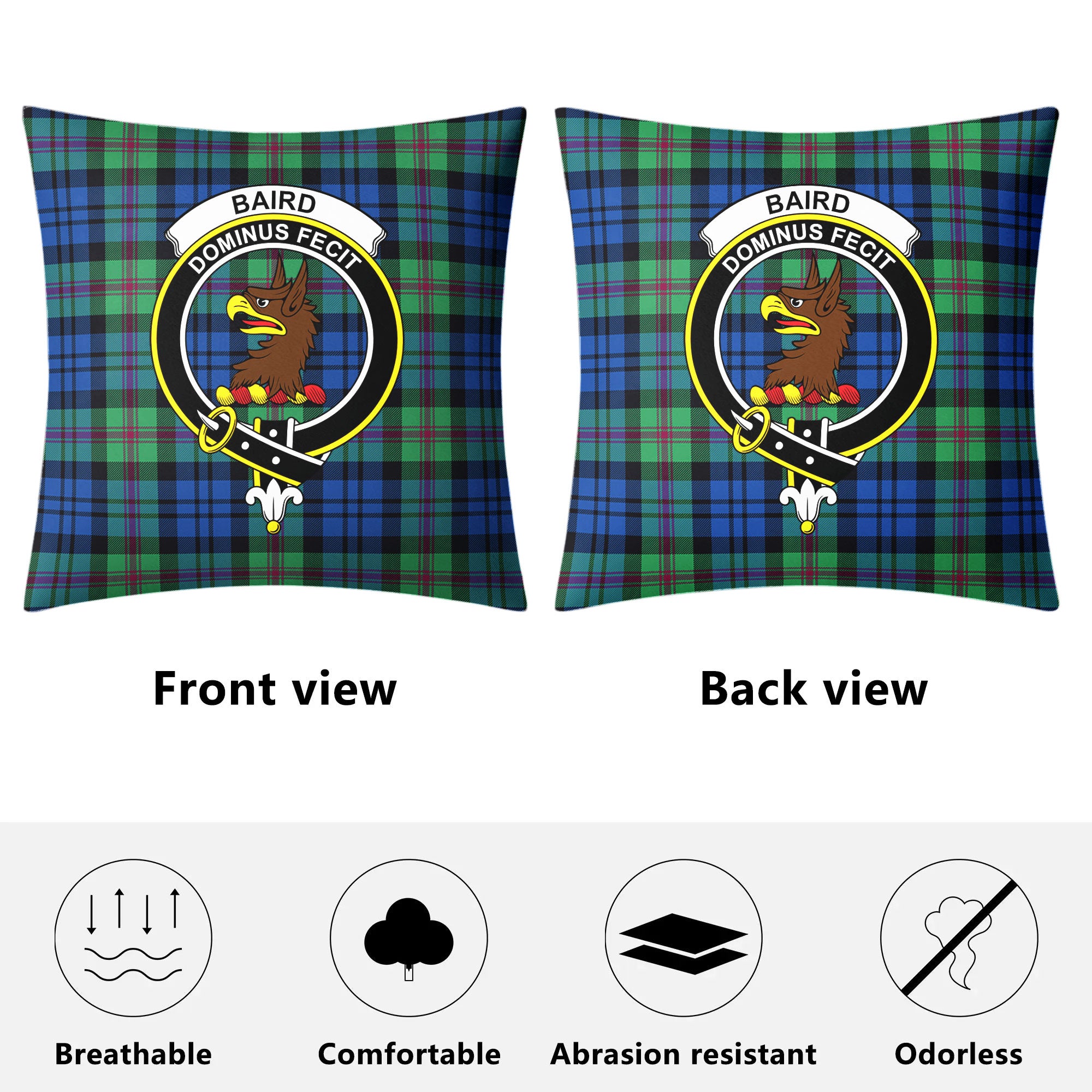 Baird Ancient Tartan Crest Pillow Cover