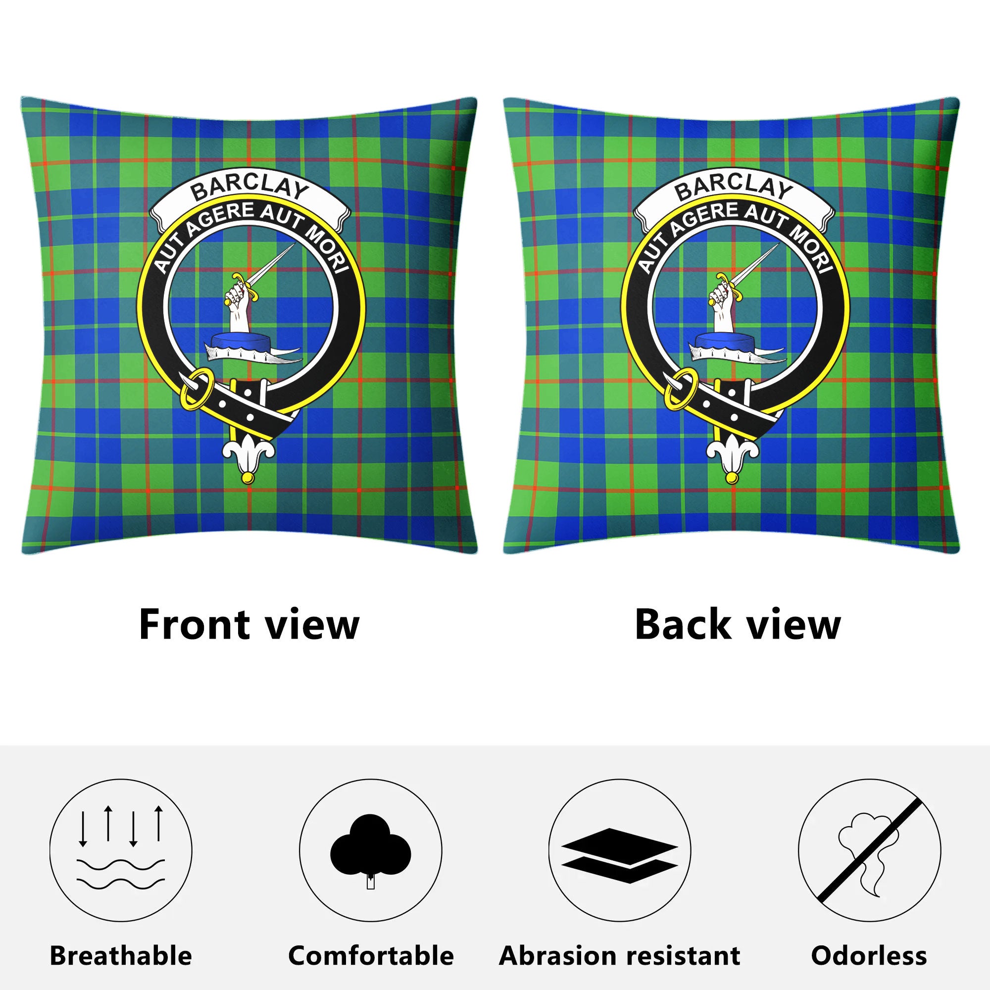 Barclay Hunting Ancient Tartan Crest Pillow Cover