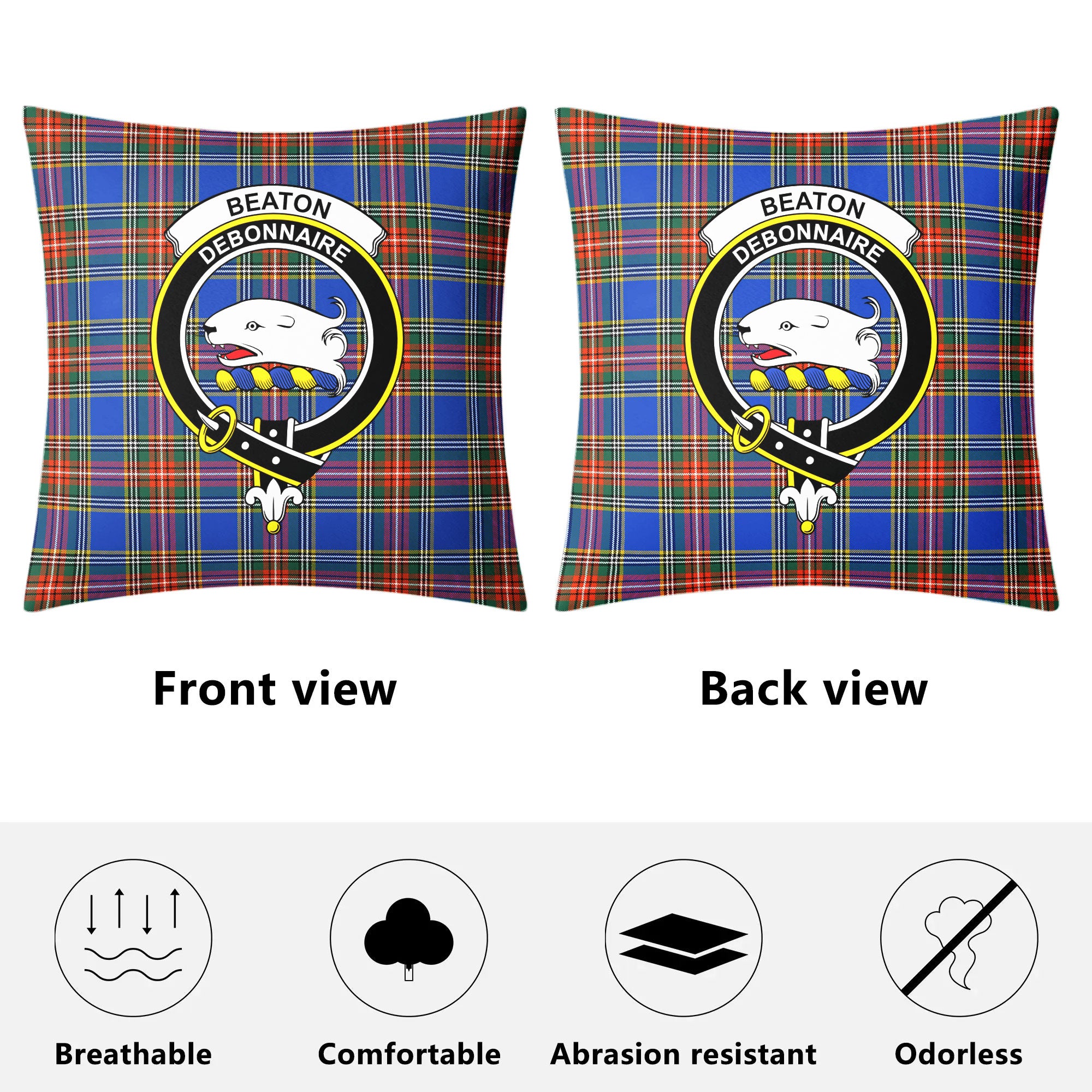 Beaton Ancient Tartan Crest Pillow Cover