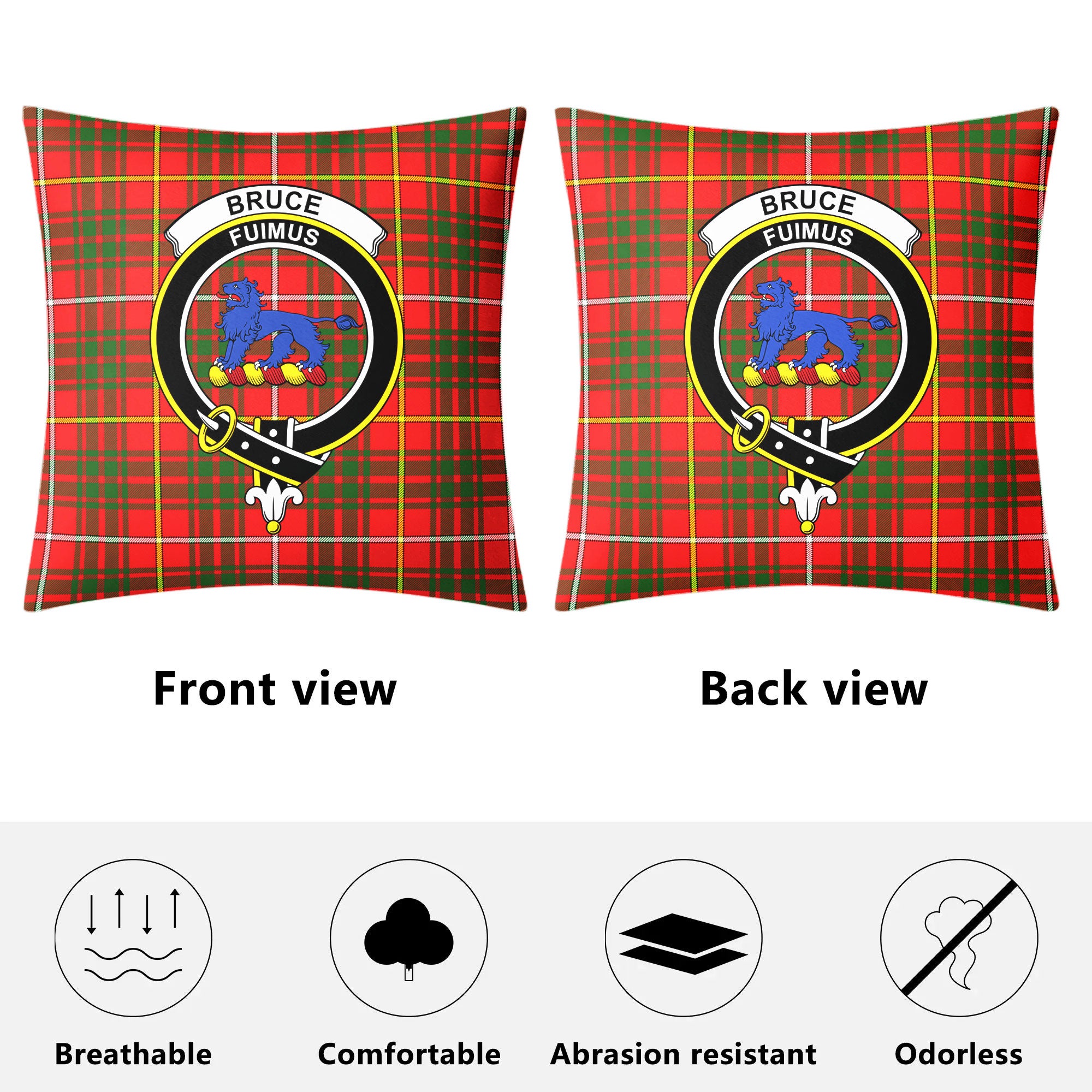 Bruce Modern Tartan Crest Pillow Cover