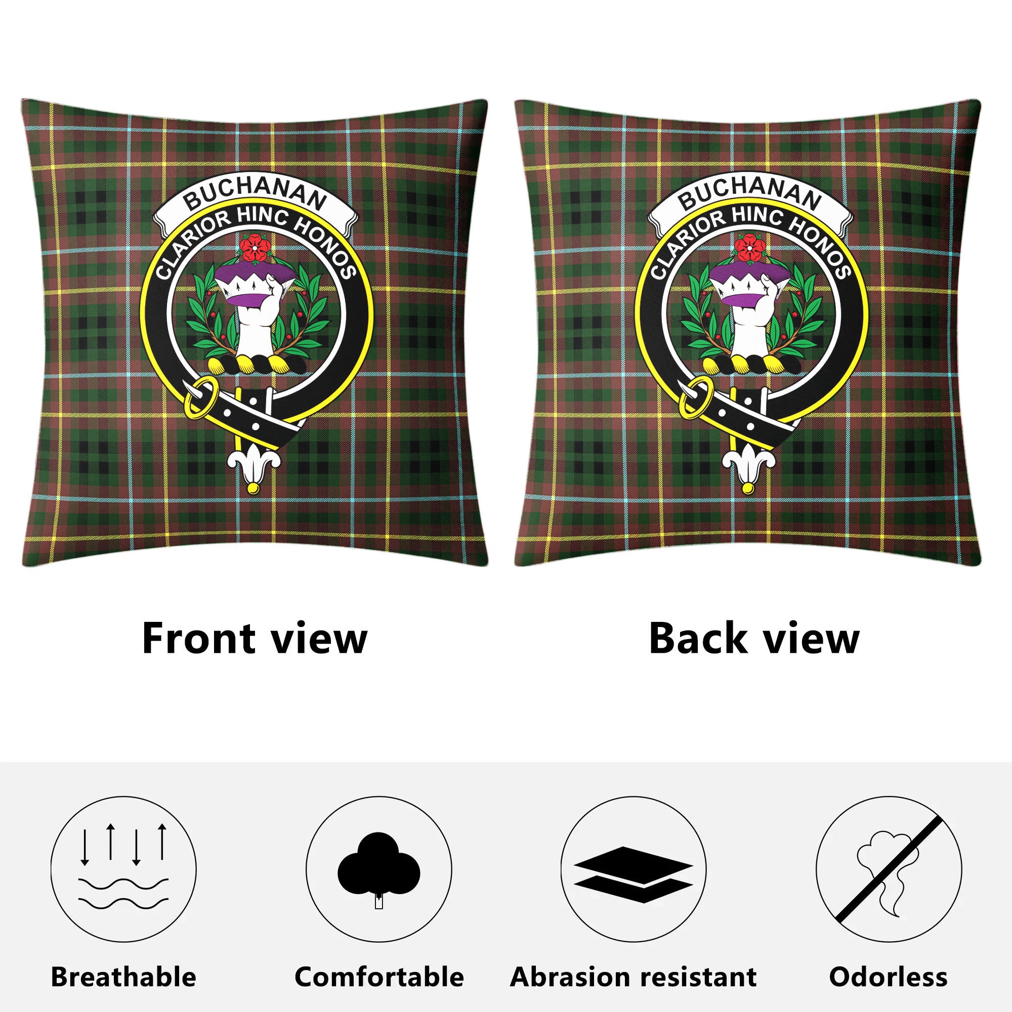 Buchanan Hunting Tartan Crest Pillow Cover