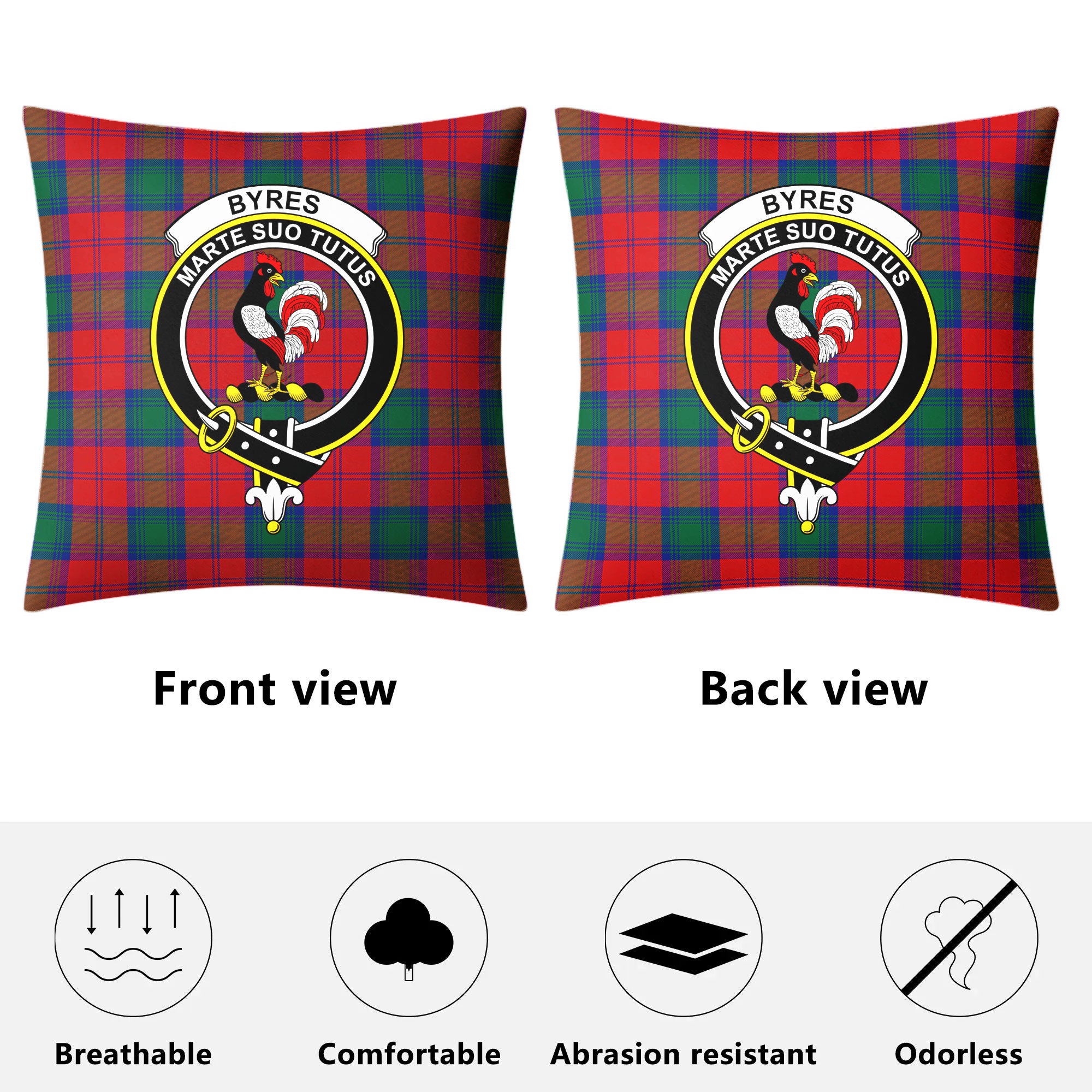 Byres Tartan Crest Pillow Cover