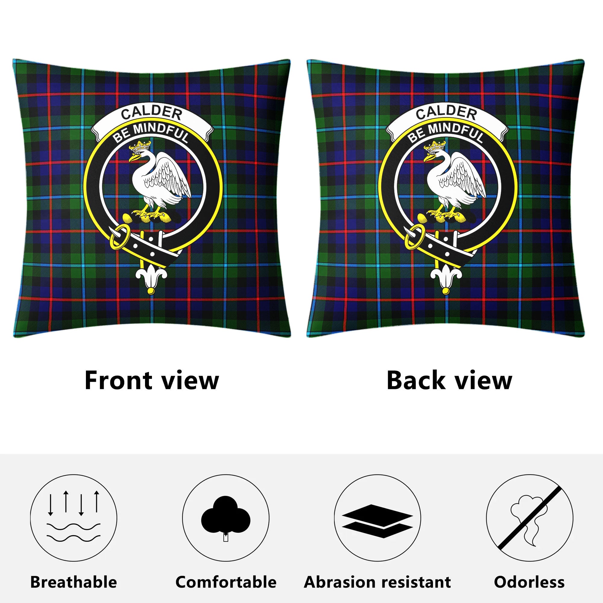 Calder (Calder-Campbell) Tartan Crest Pillow Cover