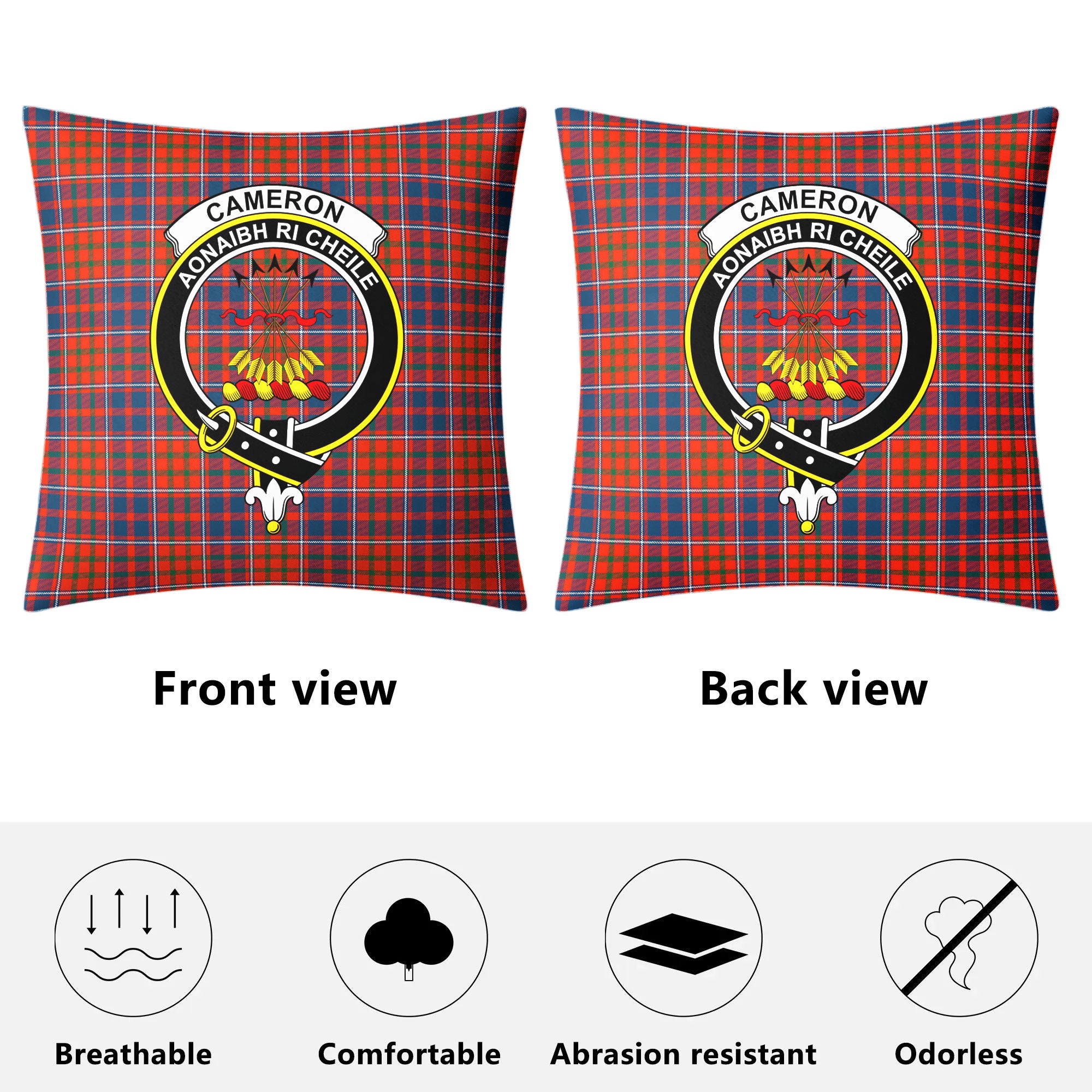 Cameron of Lochiel Ancient Tartan Crest Pillow Cover