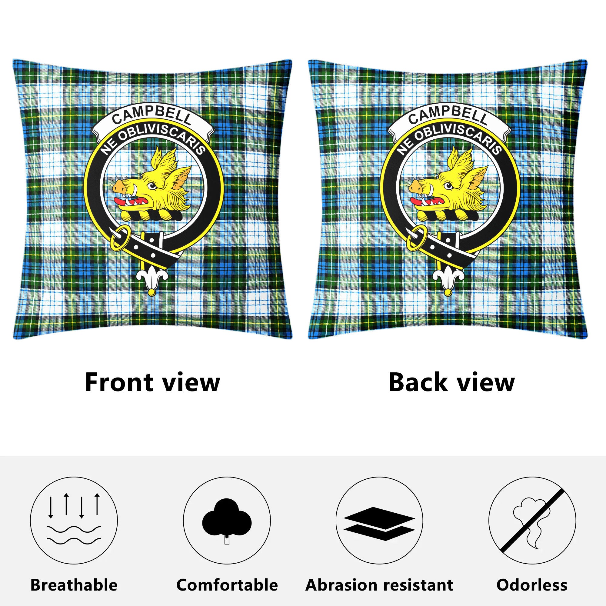 Campbell Dress Tartan Crest Pillow Cover