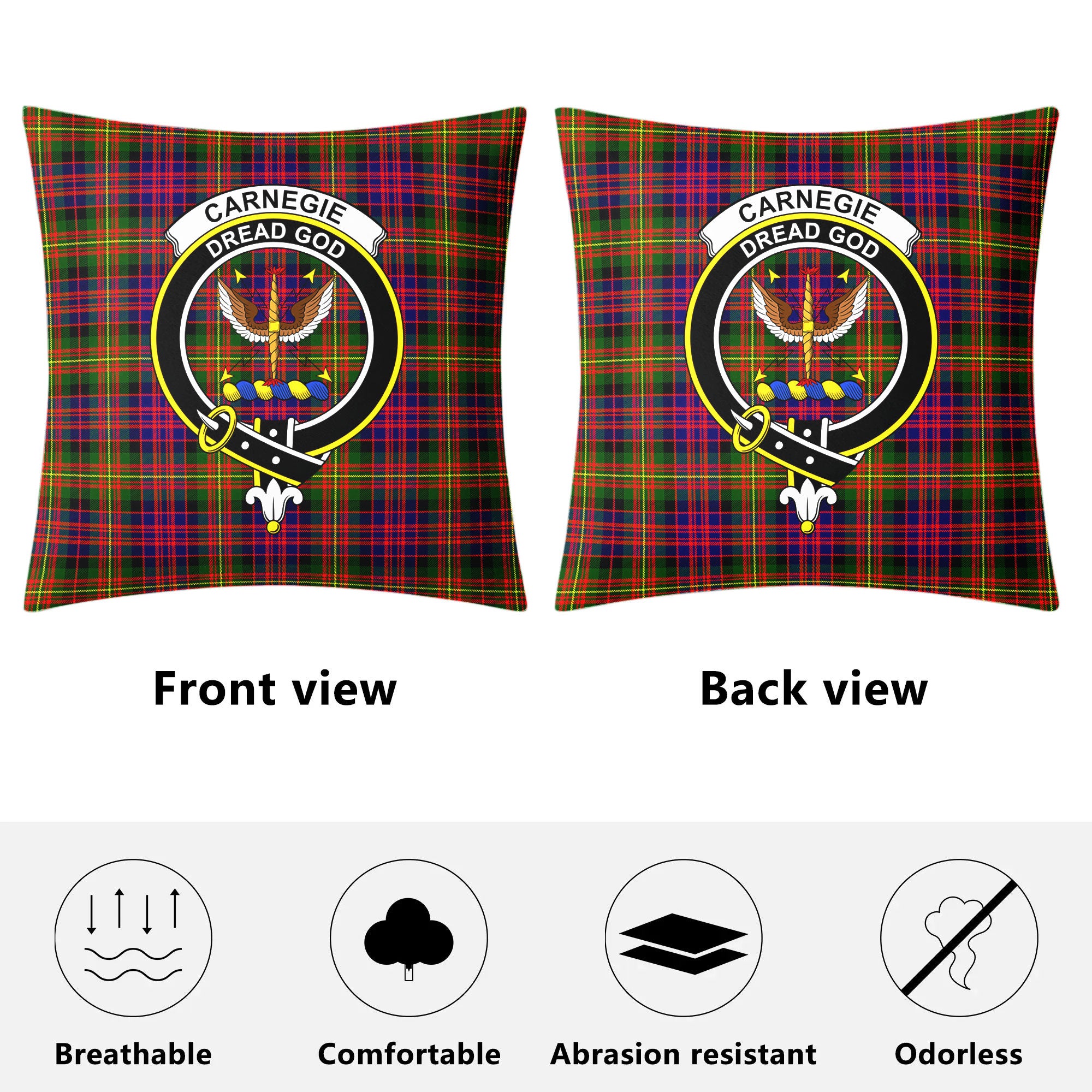 Carnegie Modern Tartan Crest Pillow Cover