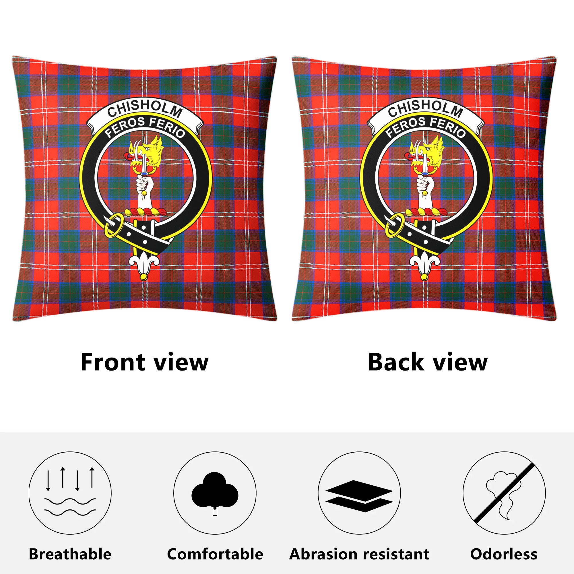 Chisholm Ancient Tartan Crest Pillow Cover