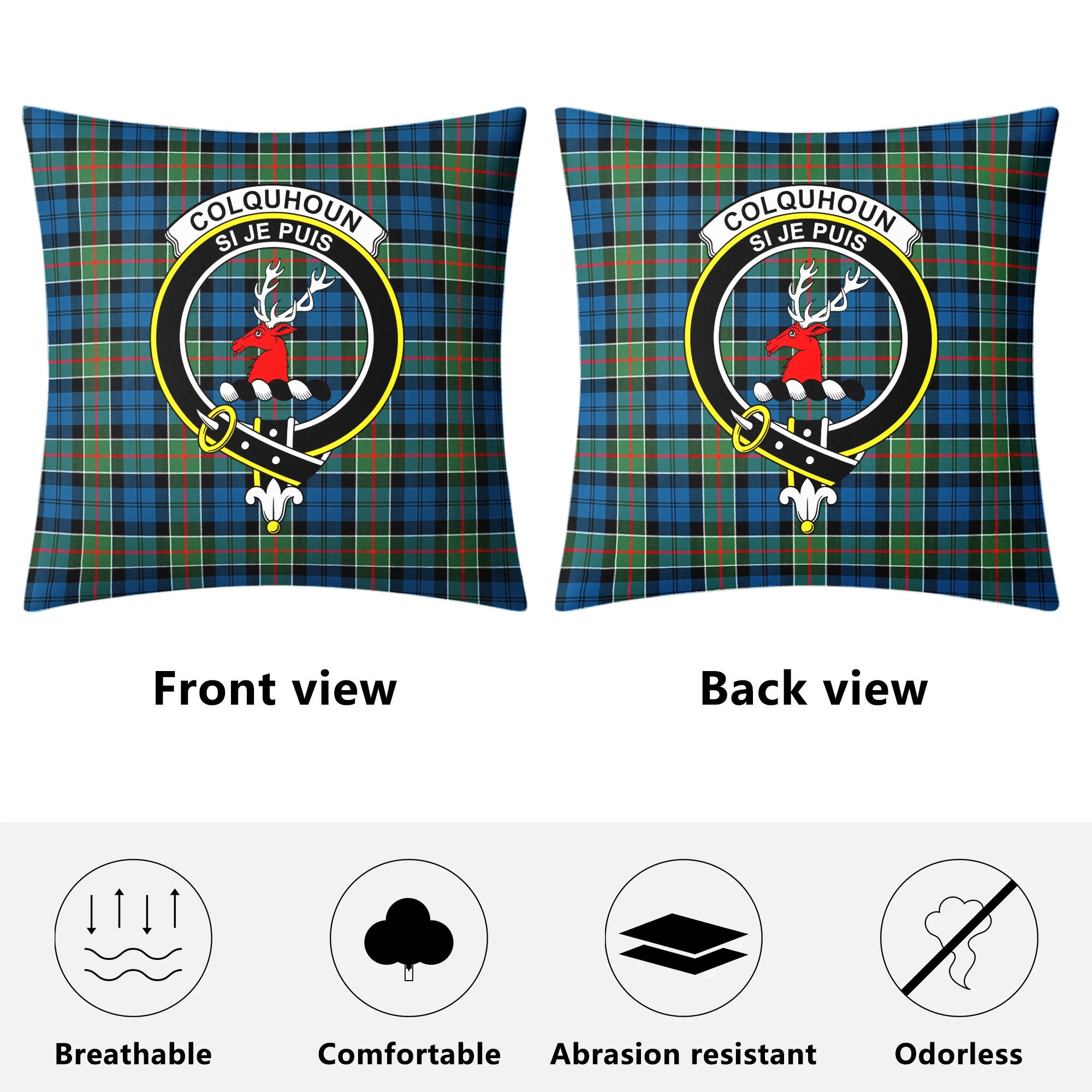 Colquhoun Ancient Tartan Crest Pillow Cover