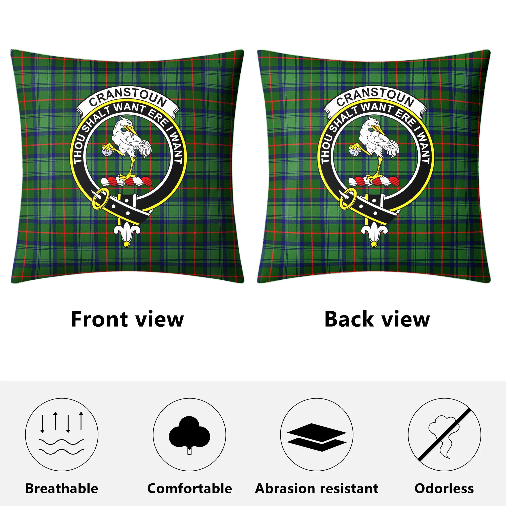 Cranstoun Tartan Crest Pillow Cover