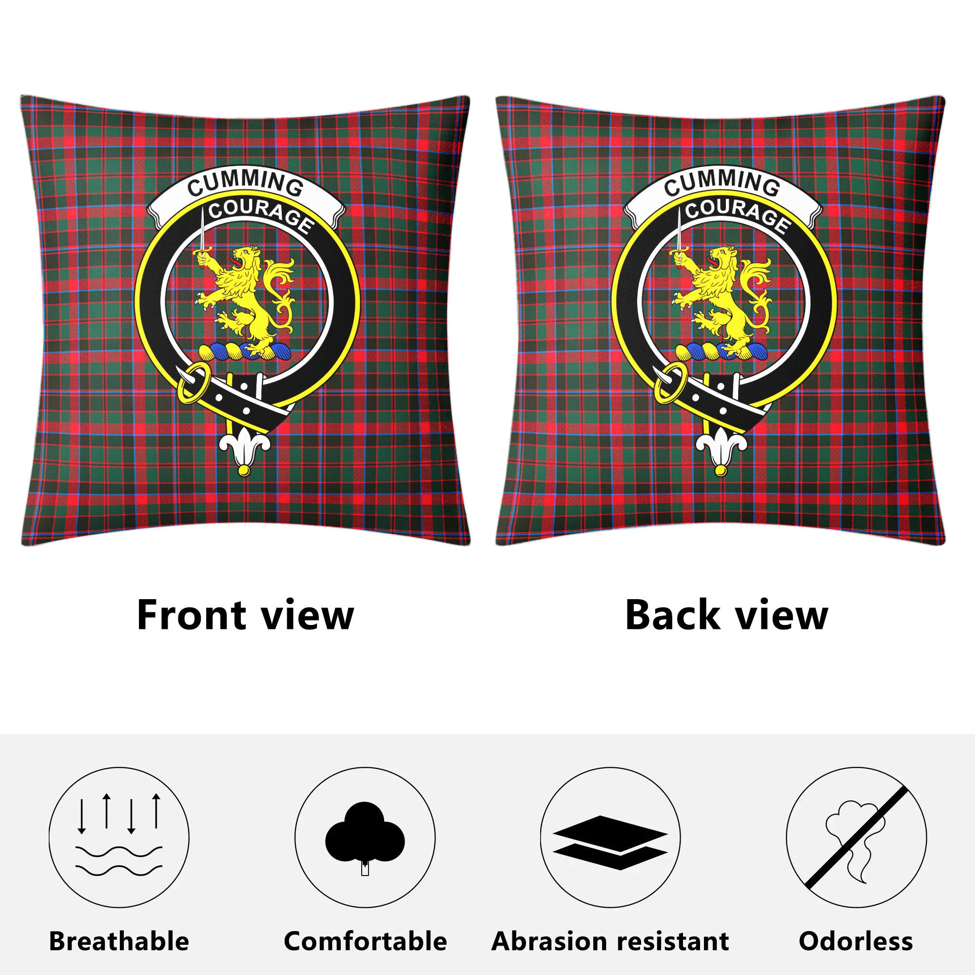 Cumming Hunting Modern Tartan Crest Pillow Cover