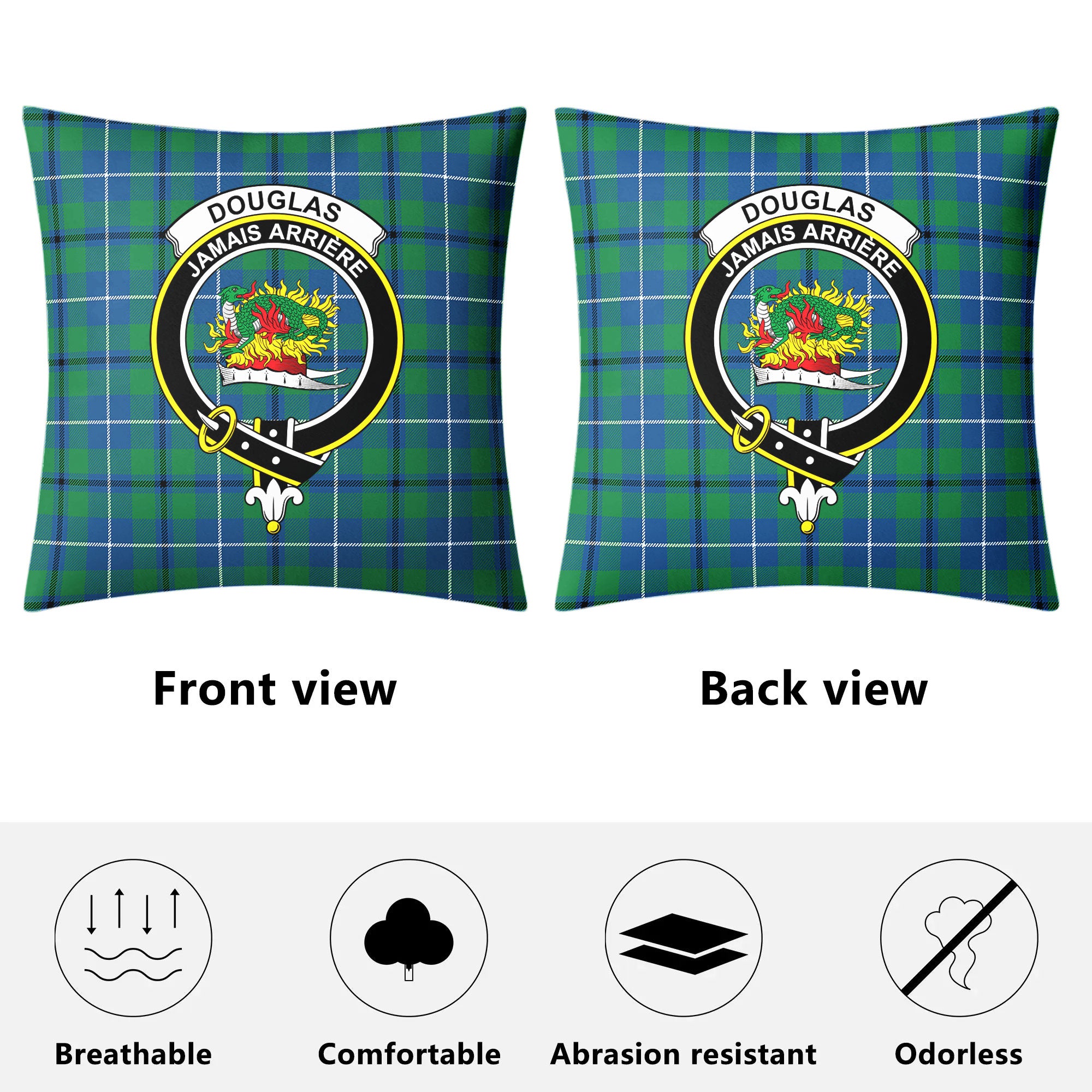 Douglas Ancient Tartan Crest Pillow Cover