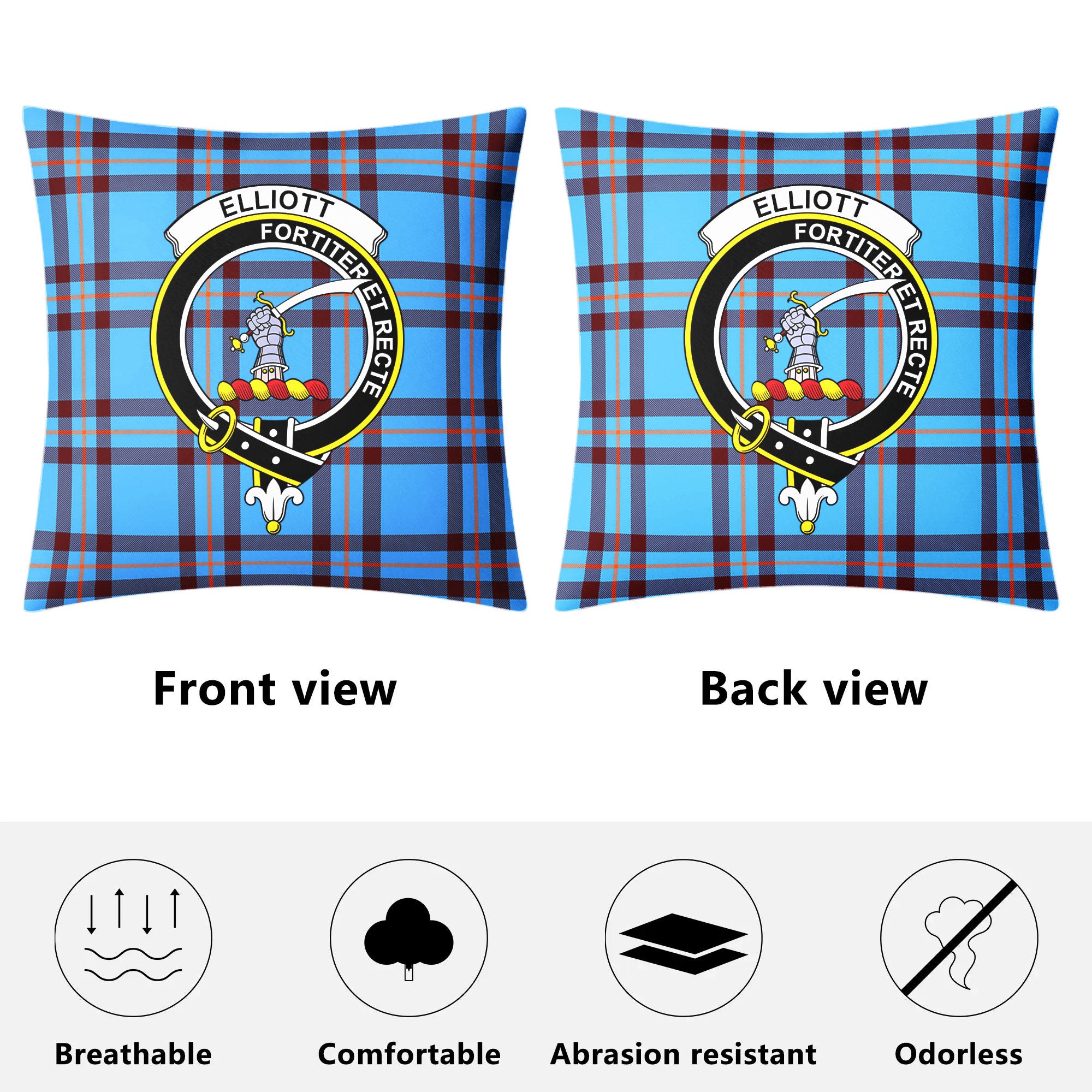 Elliott Ancient Tartan Crest Pillow Cover