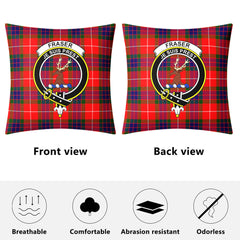 Fraser (of Lovat) Modern Tartan Crest Pillow Cover