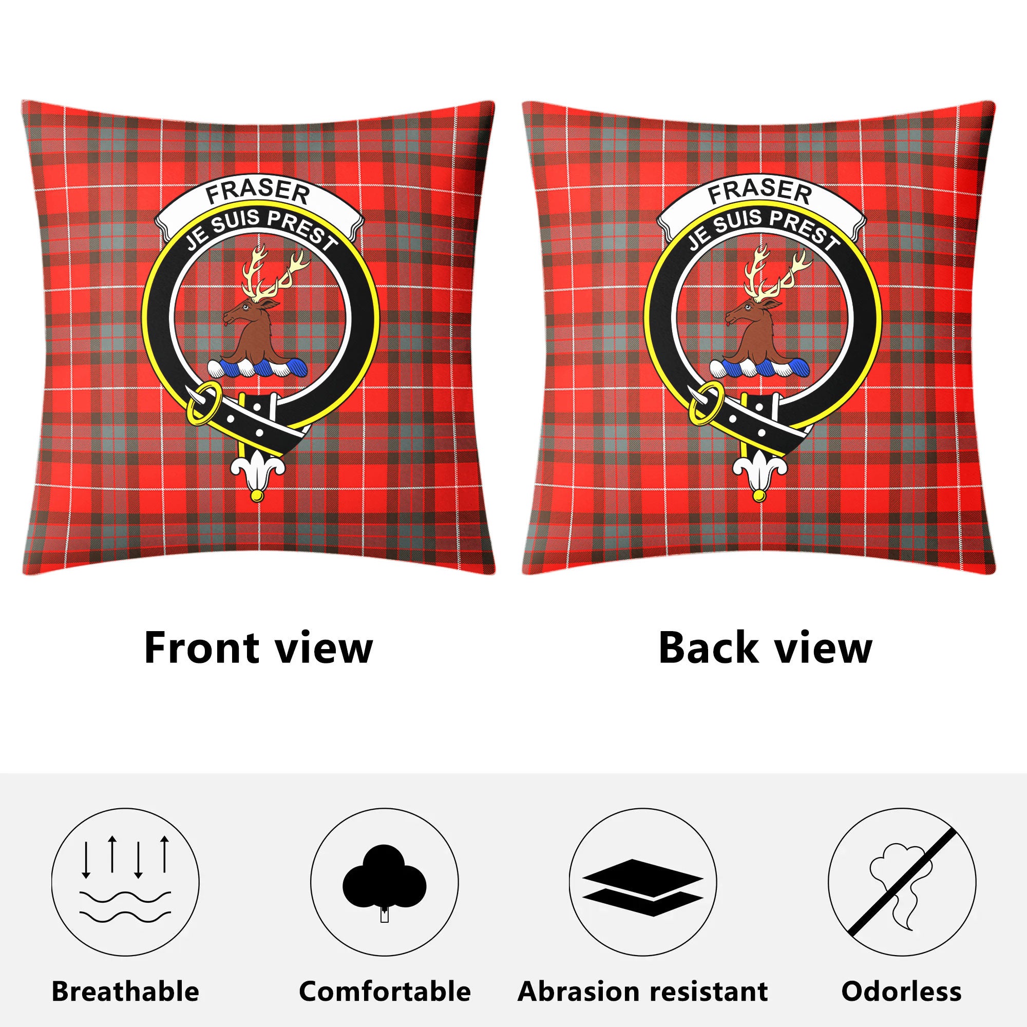 Fraser (of Lovat) Weathered Tartan Crest Pillow Cover