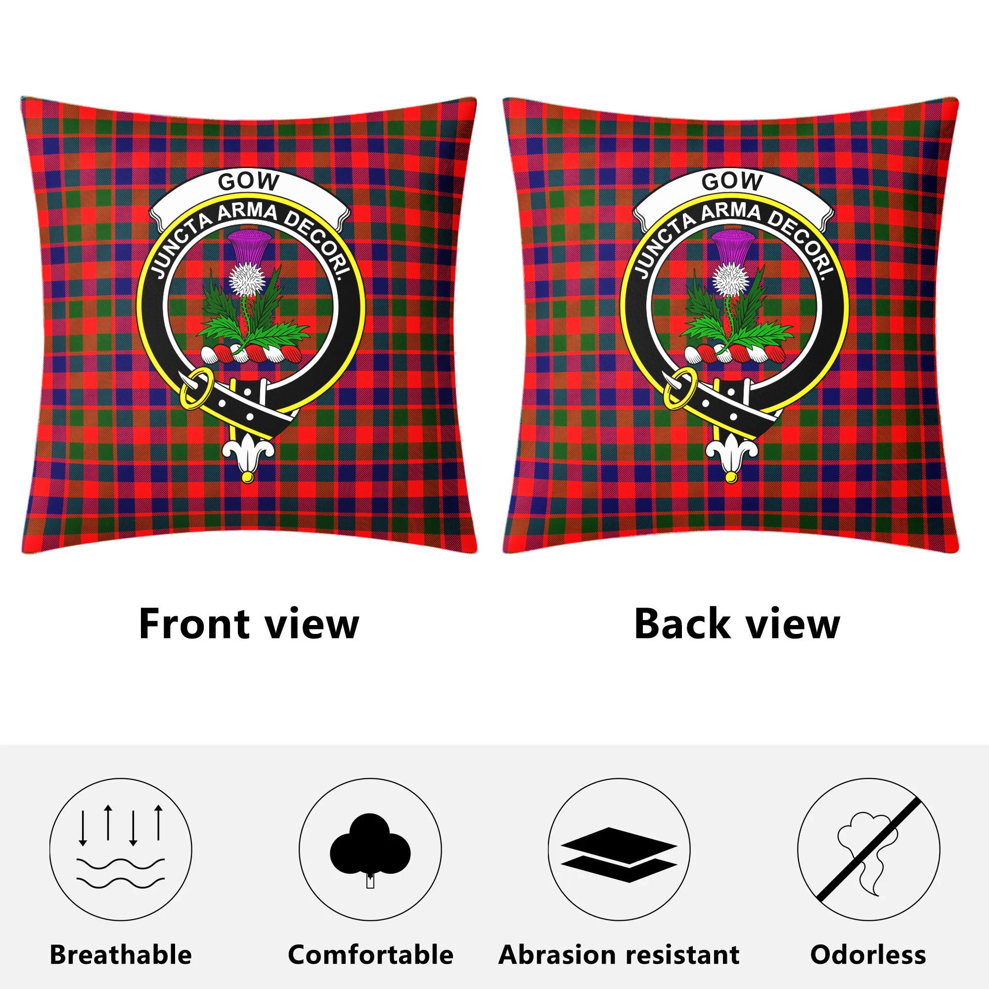 Gow (of Skeoch) Tartan Crest Pillow Cover