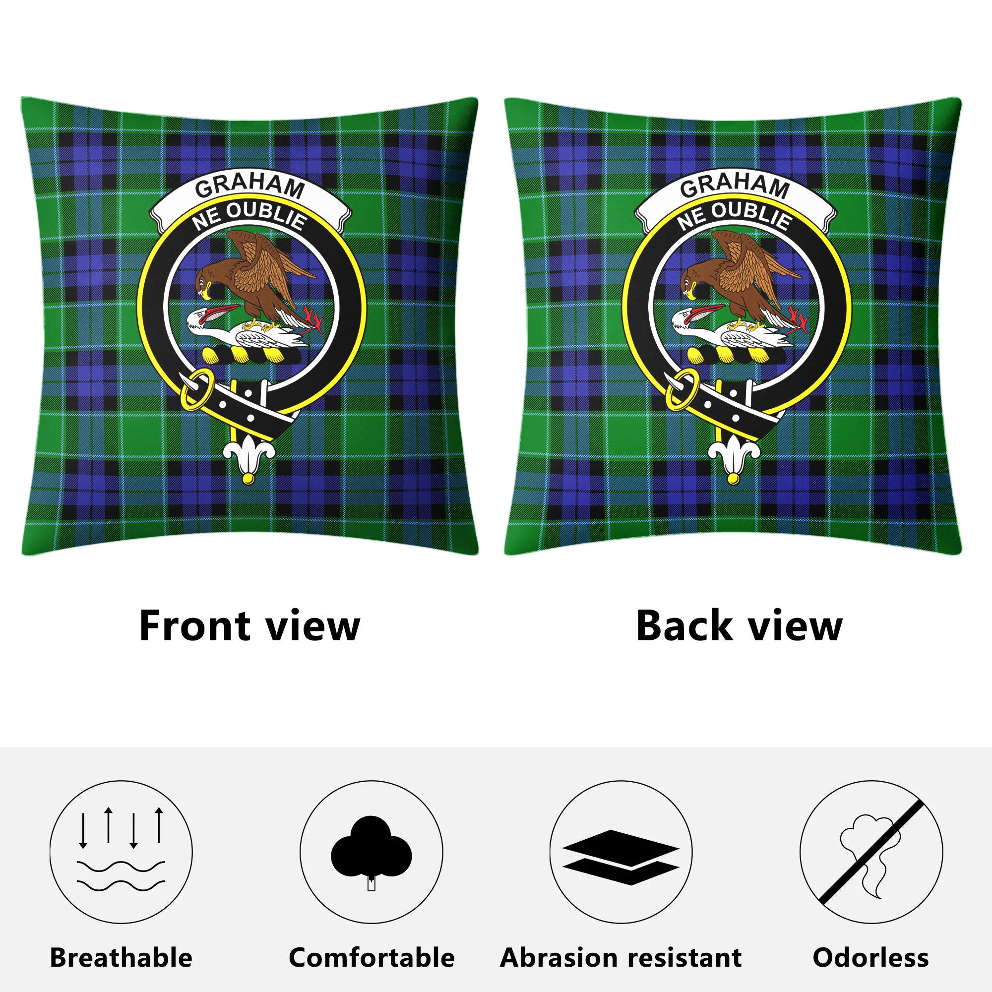 Graham of Menteith Modern Tartan Crest Pillow Cover