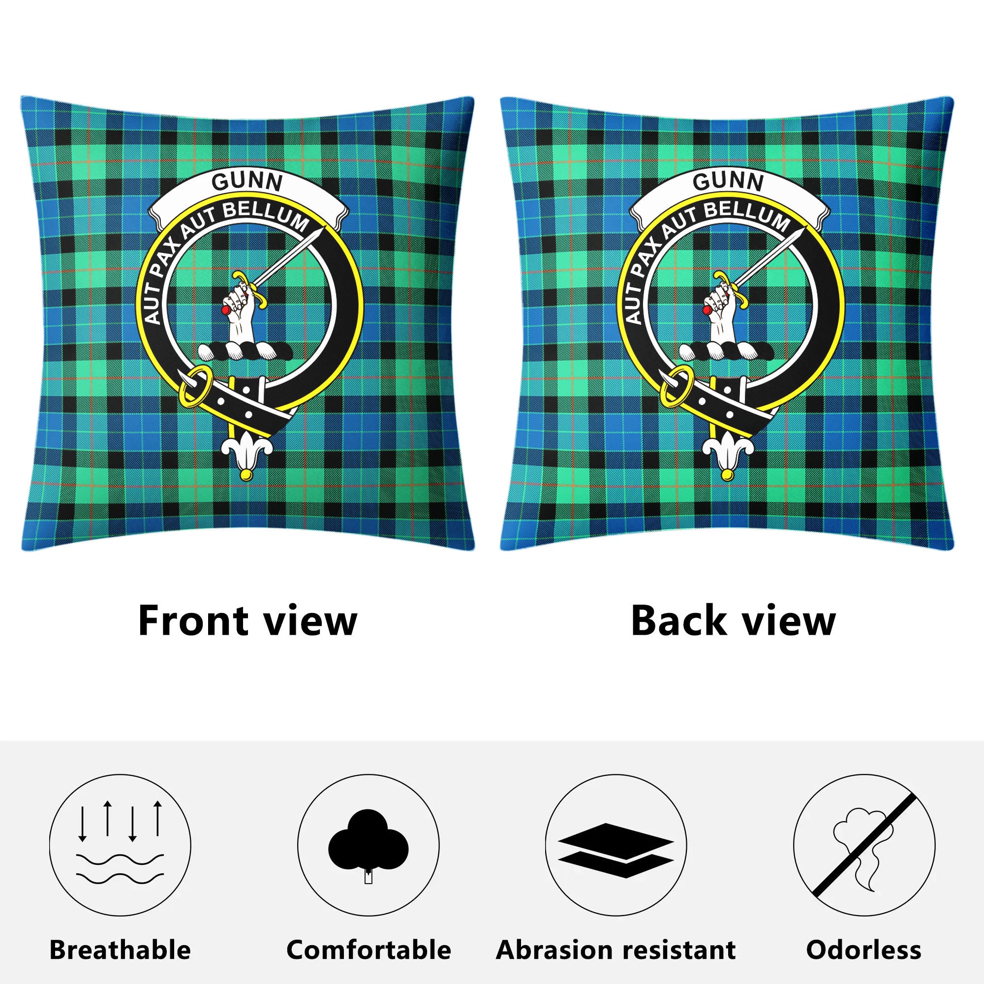 Gunn Ancient Tartan Crest Pillow Cover