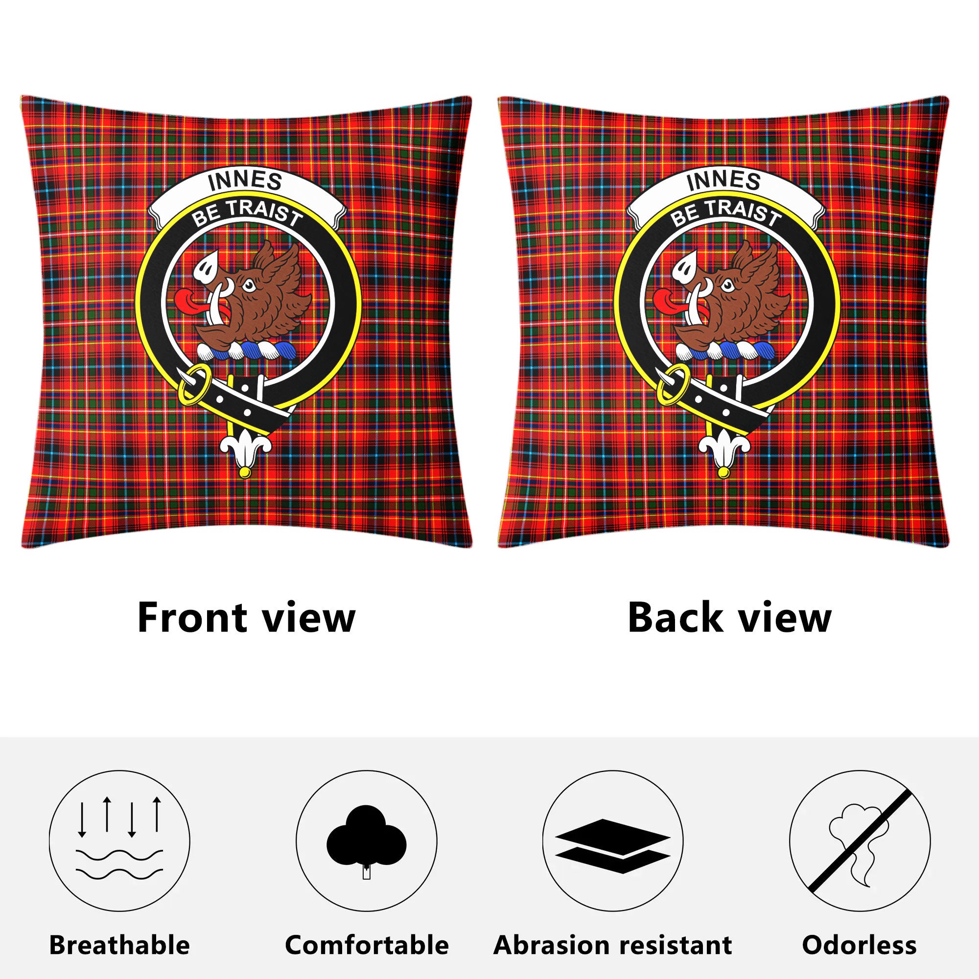 Innes Modern Tartan Crest Pillow Cover