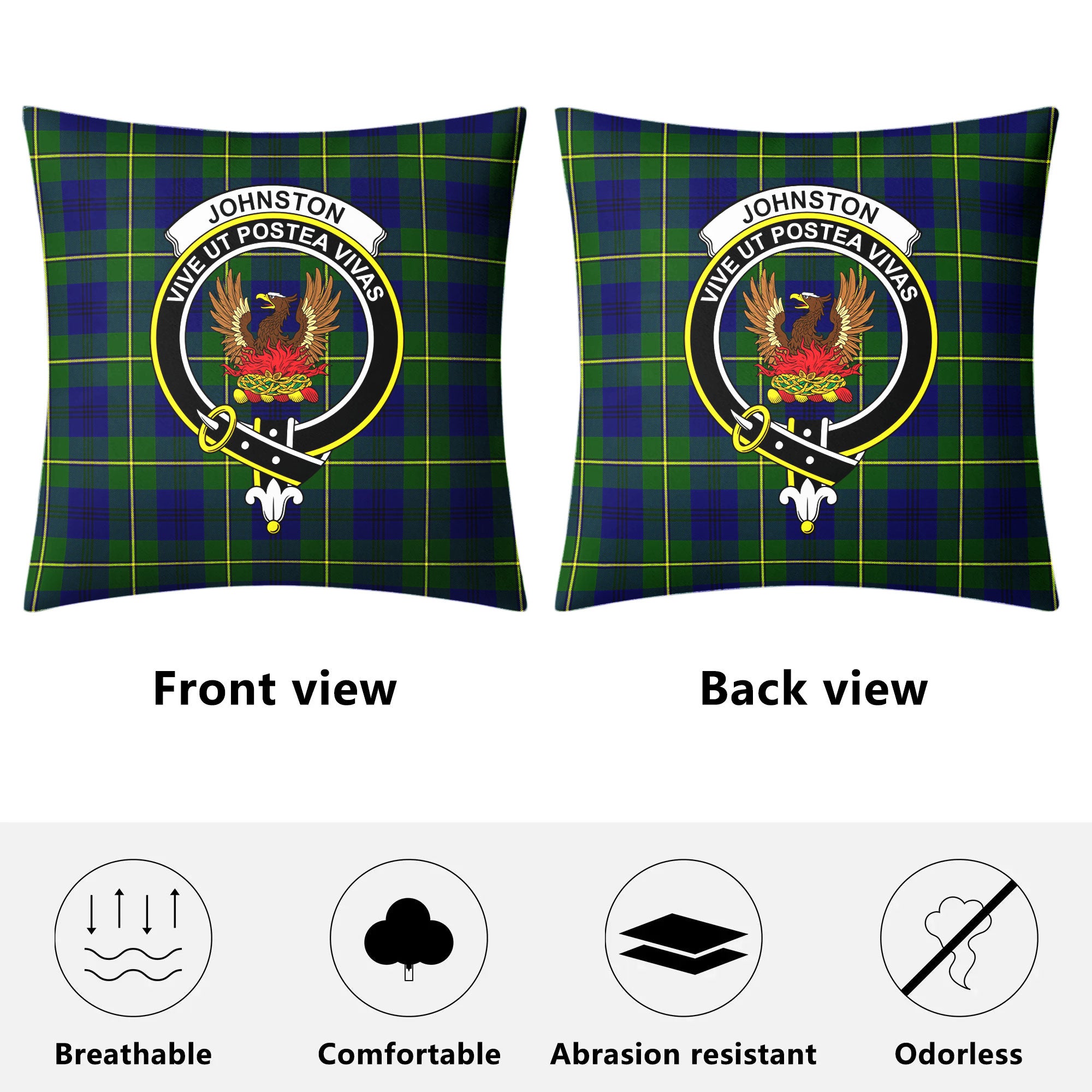 Johnston of Caskieben Tartan Crest Pillow Cover