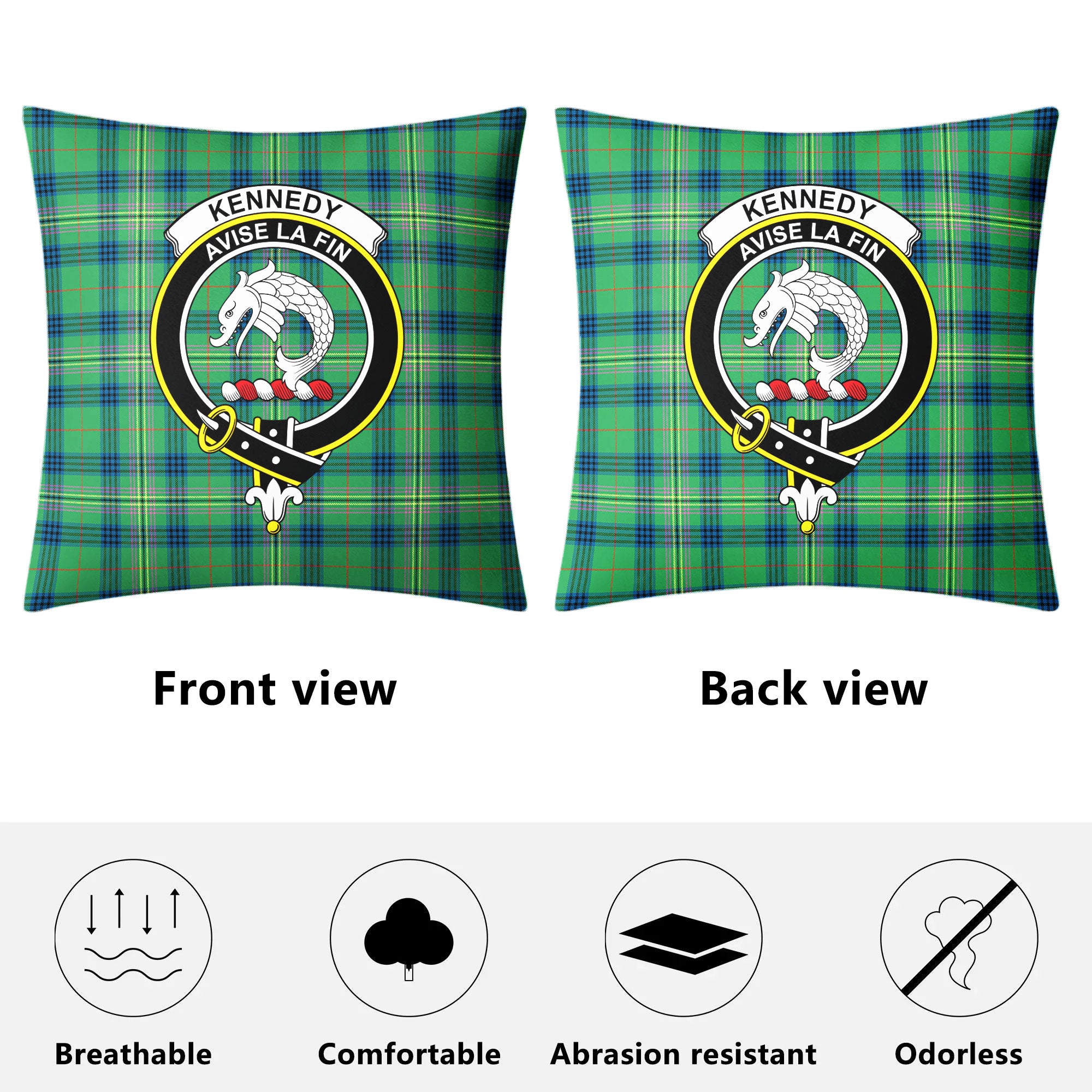 Kennedy Ancient Tartan Crest Pillow Cover