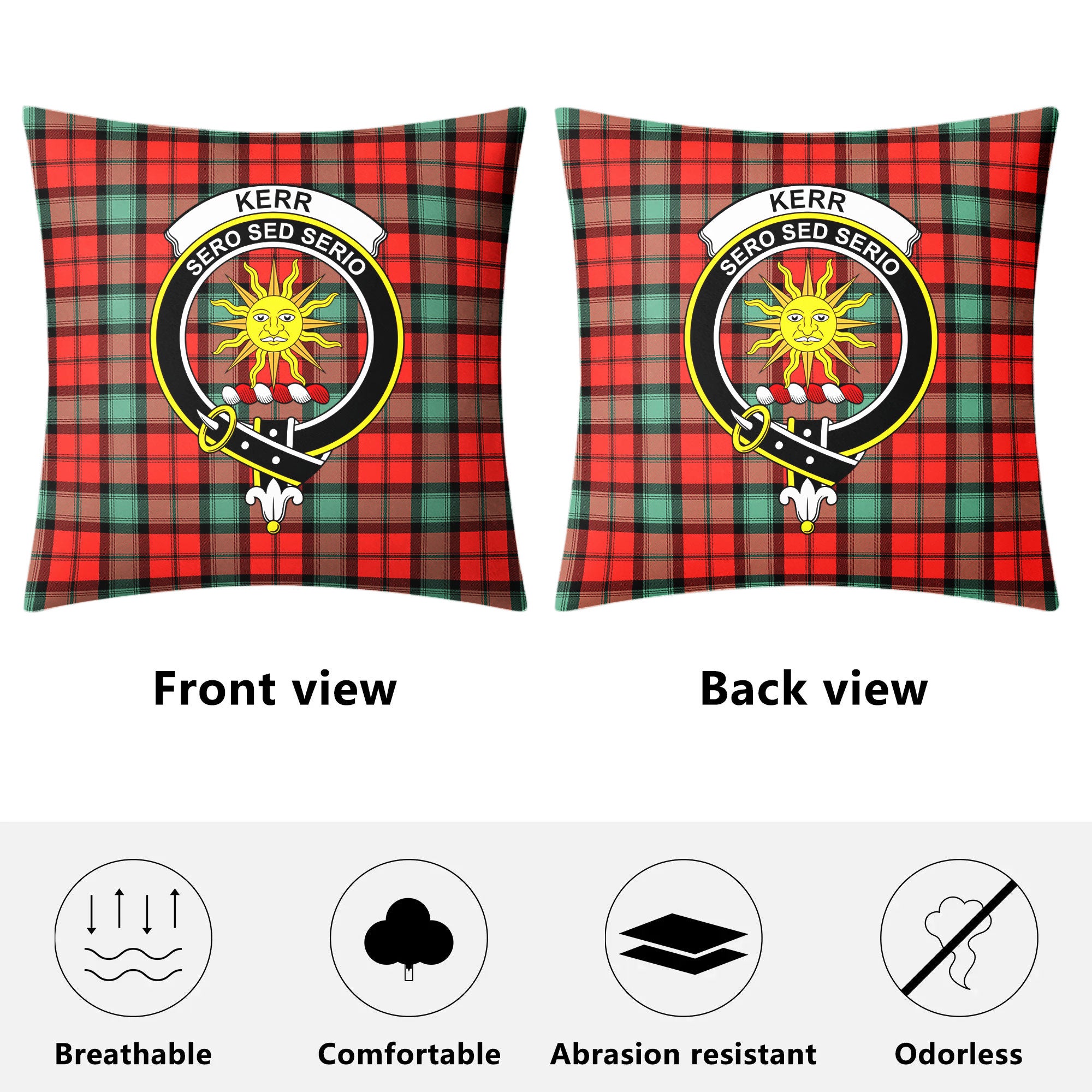 Kerr Ancient Tartan Crest Pillow Cover