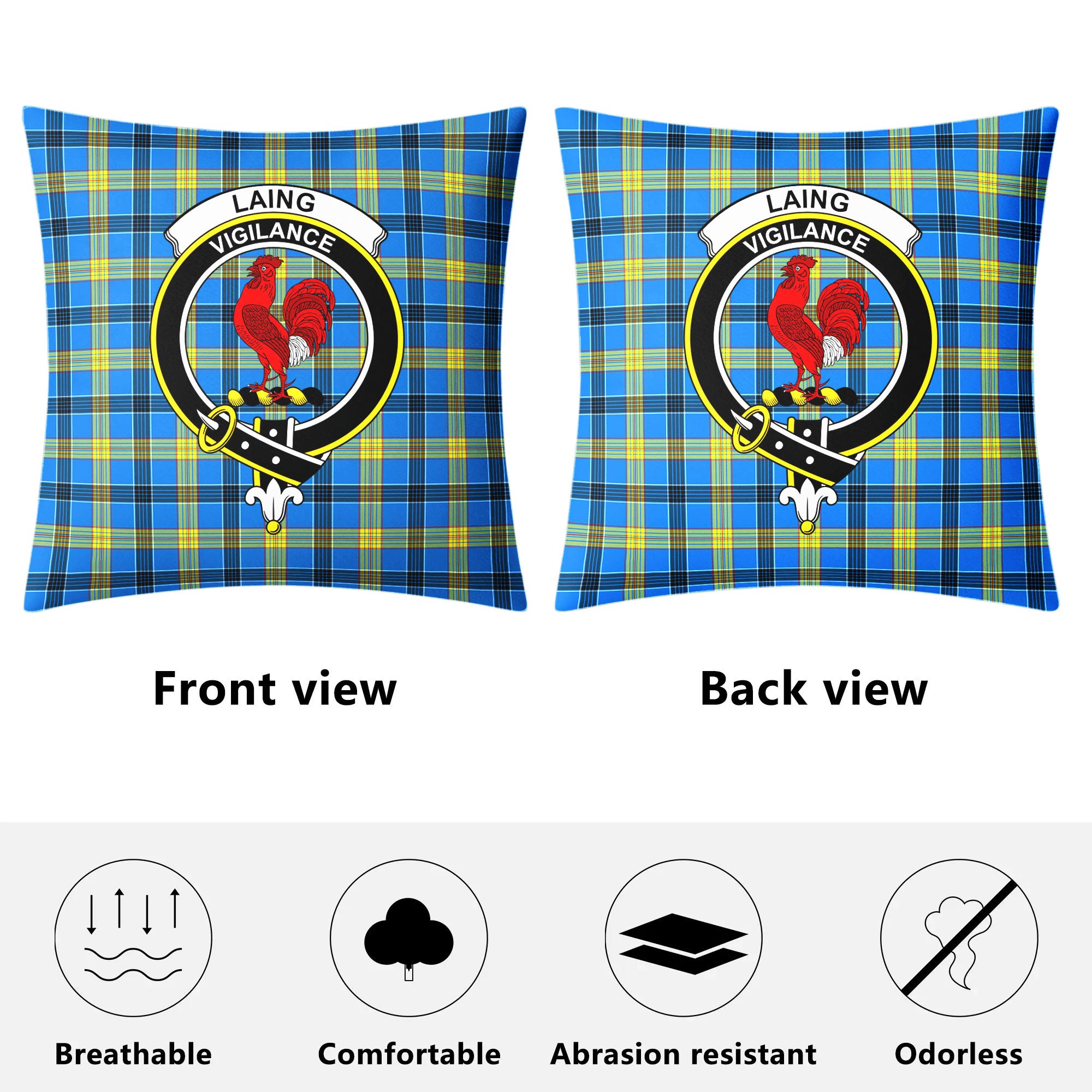 Laing Tartan Crest Pillow Cover