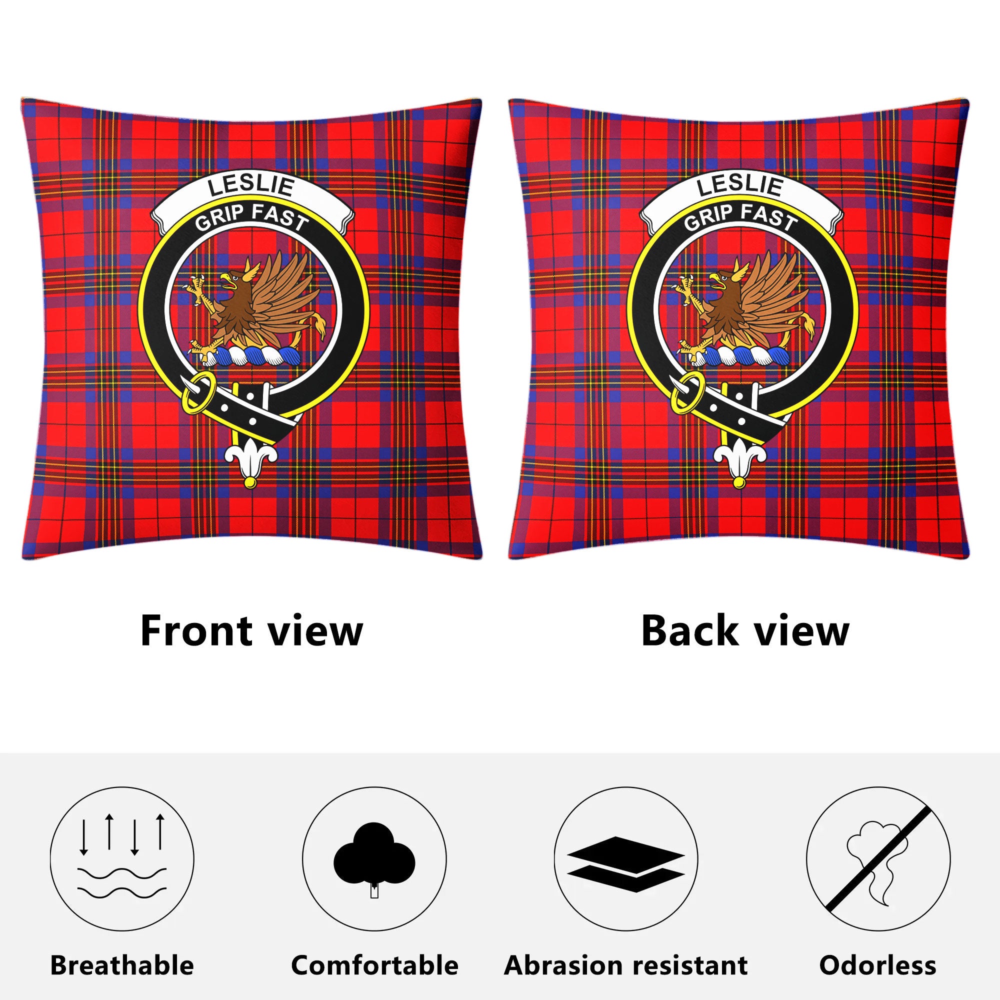 Leslie Modern Tartan Crest Pillow Cover