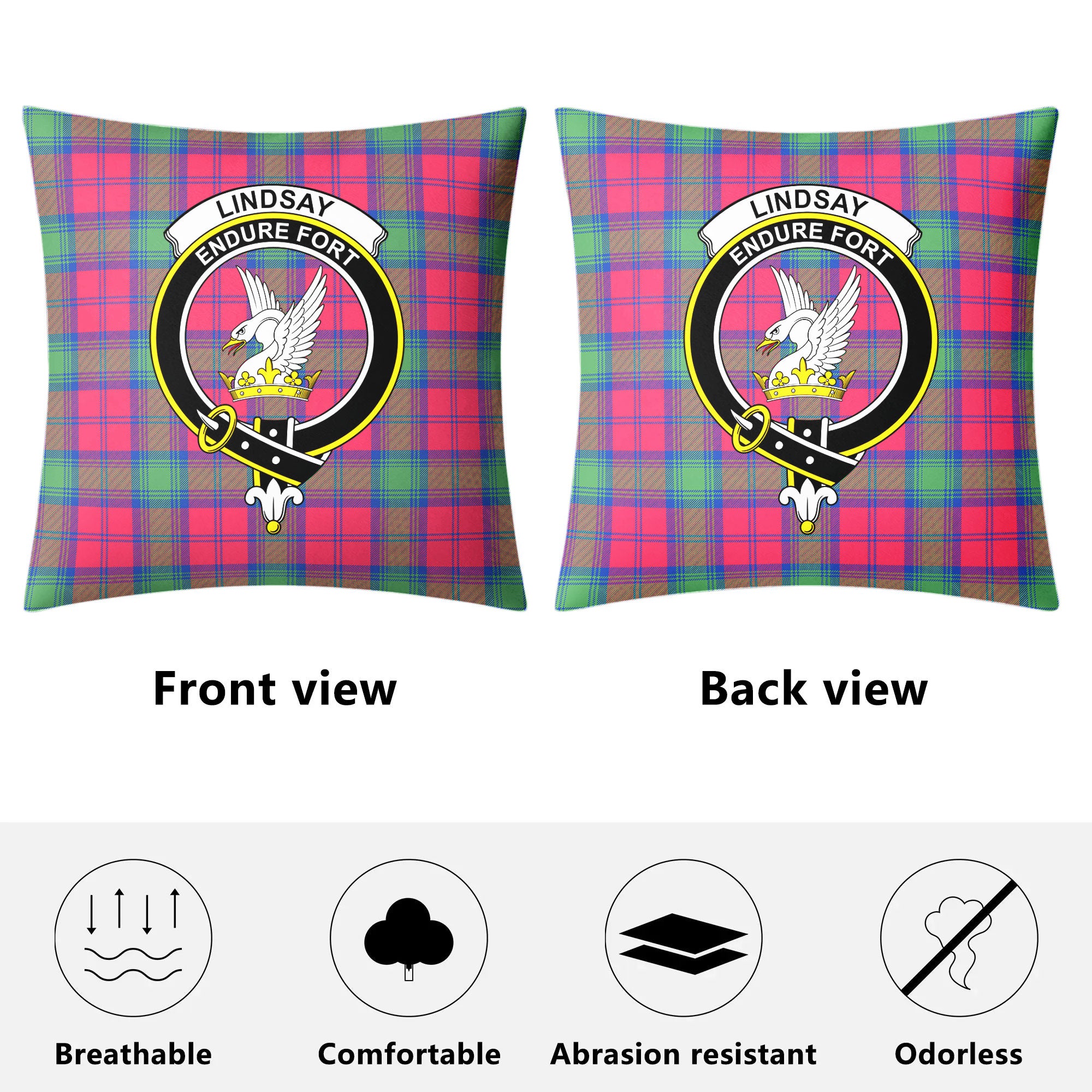 Lindsay Ancient Tartan Crest Pillow Cover