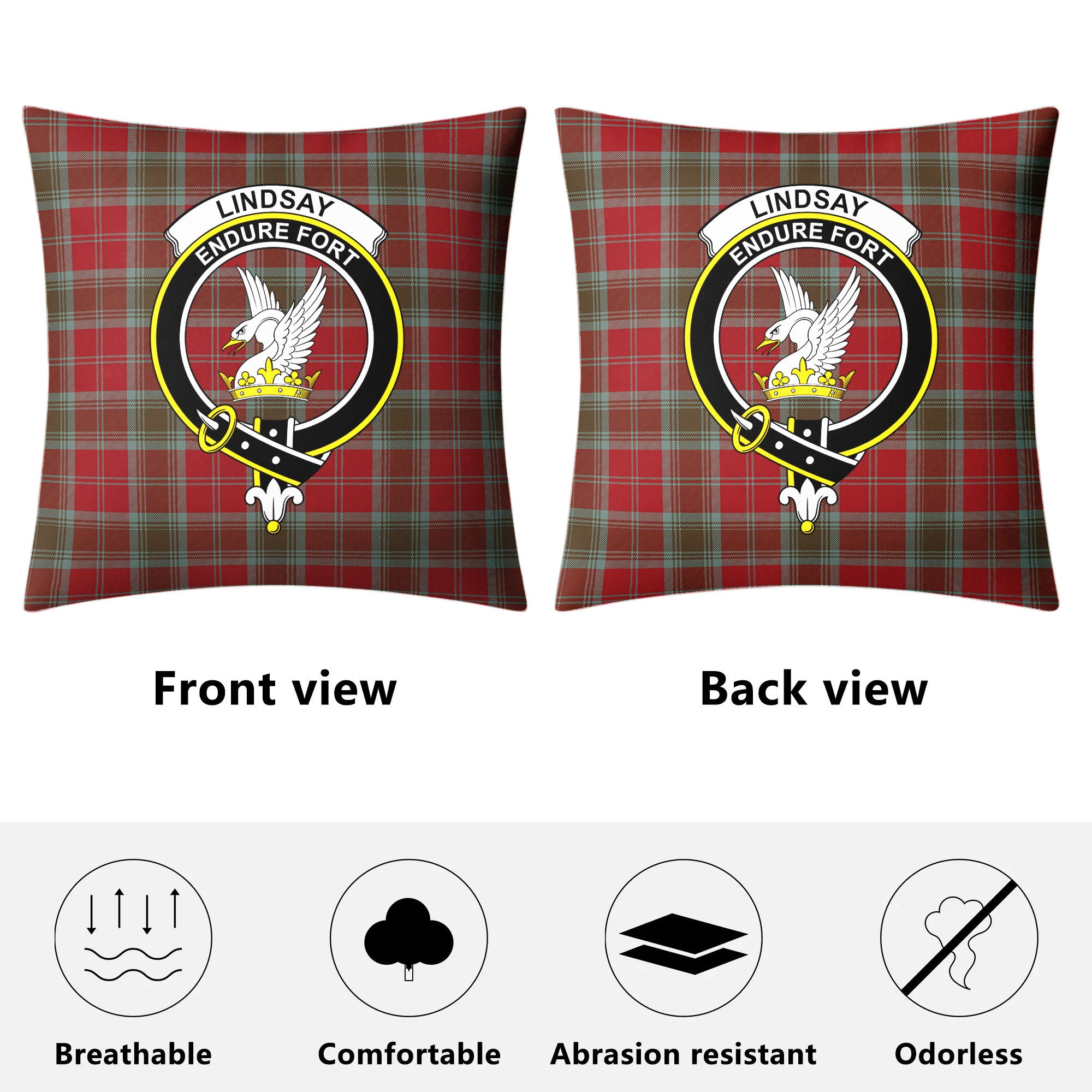 Lindsay Weathered Tartan Crest Pillow Cover