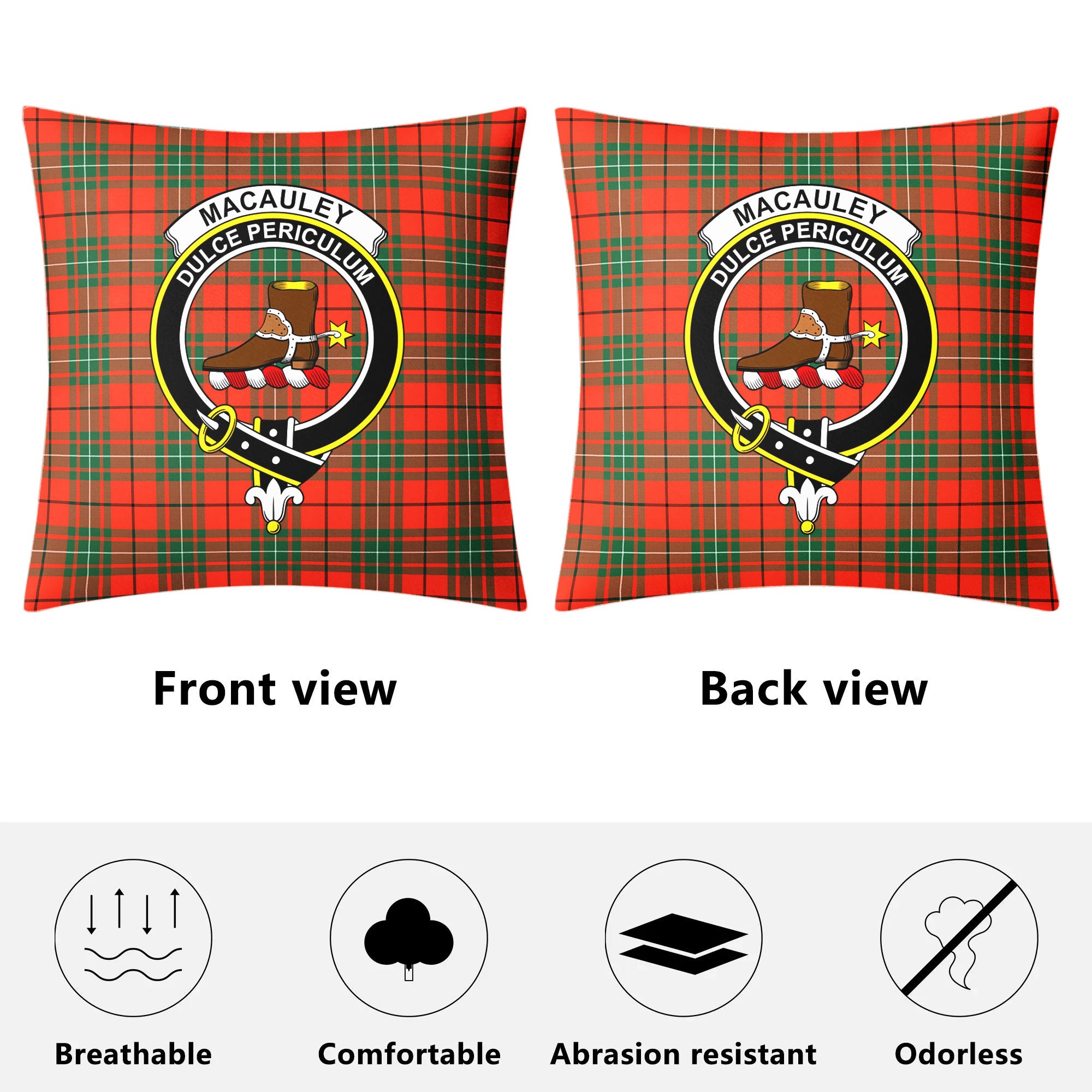 MacAuley Ancient Tartan Crest Pillow Cover