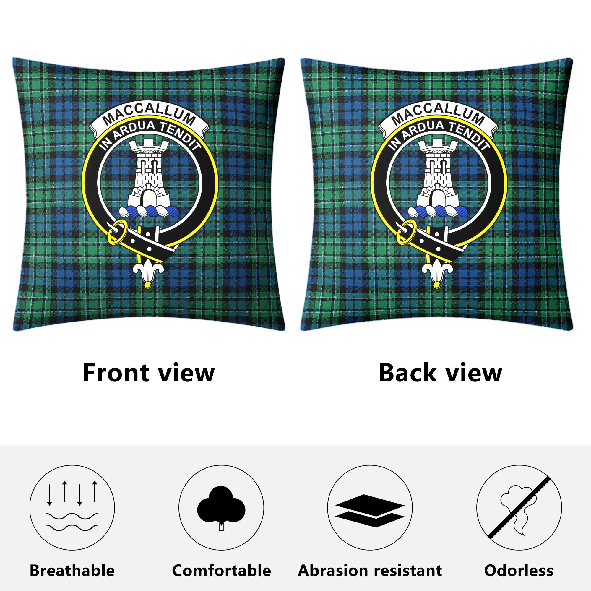 MacCallum Ancient Tartan Crest Pillow Cover