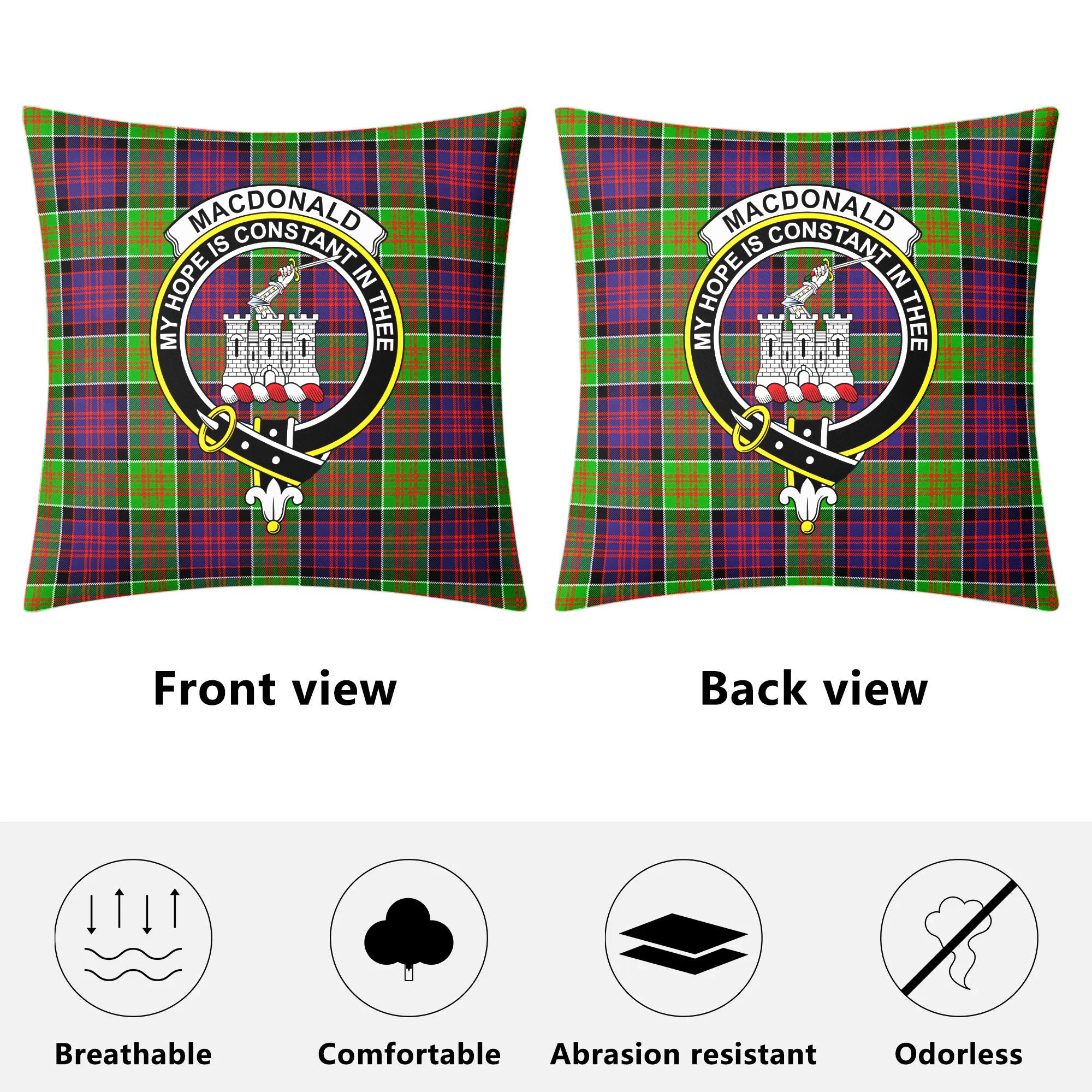 MacDonald (Clan Ranald) Tartan Crest Pillow Cover