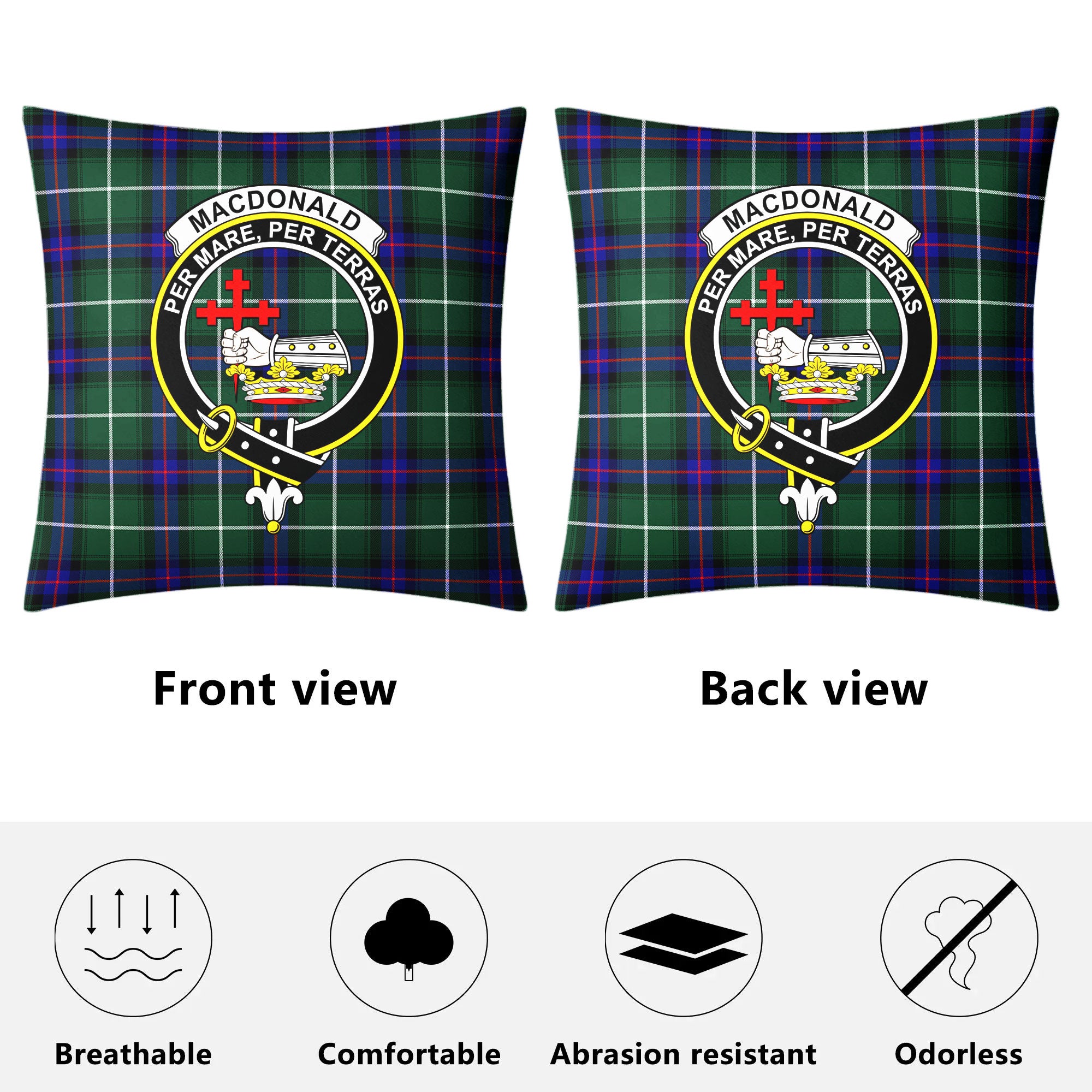 MacDonald of the Isles Hunting Modern Tartan Crest Pillow Cover