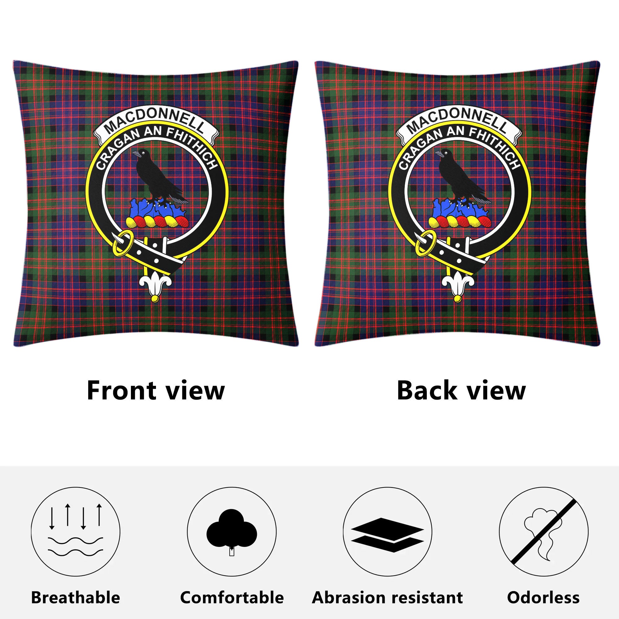 MacDonnell of Glengarry Modern Tartan Crest Pillow Cover