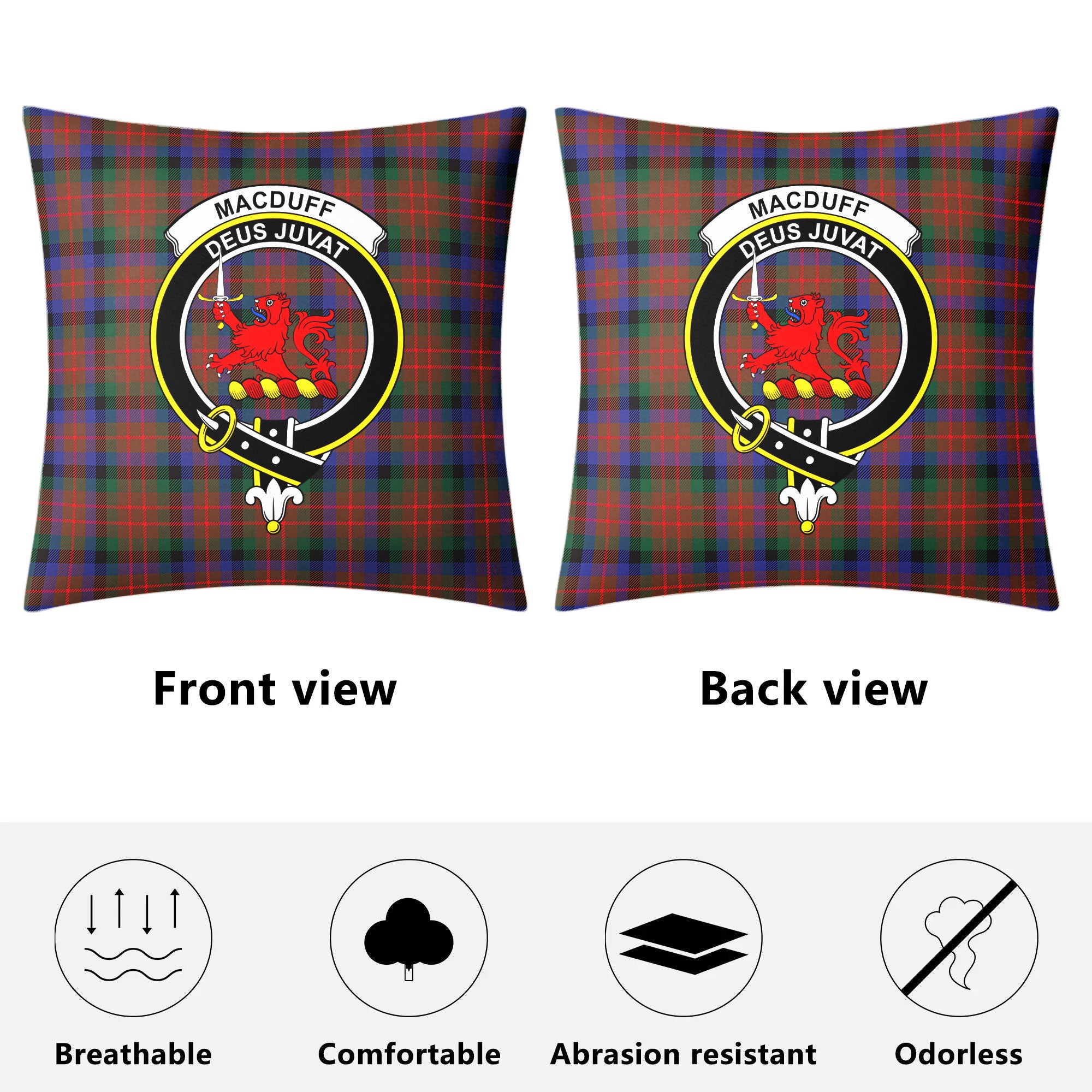 MacDuff Hunting Modern Tartan Crest Pillow Cover