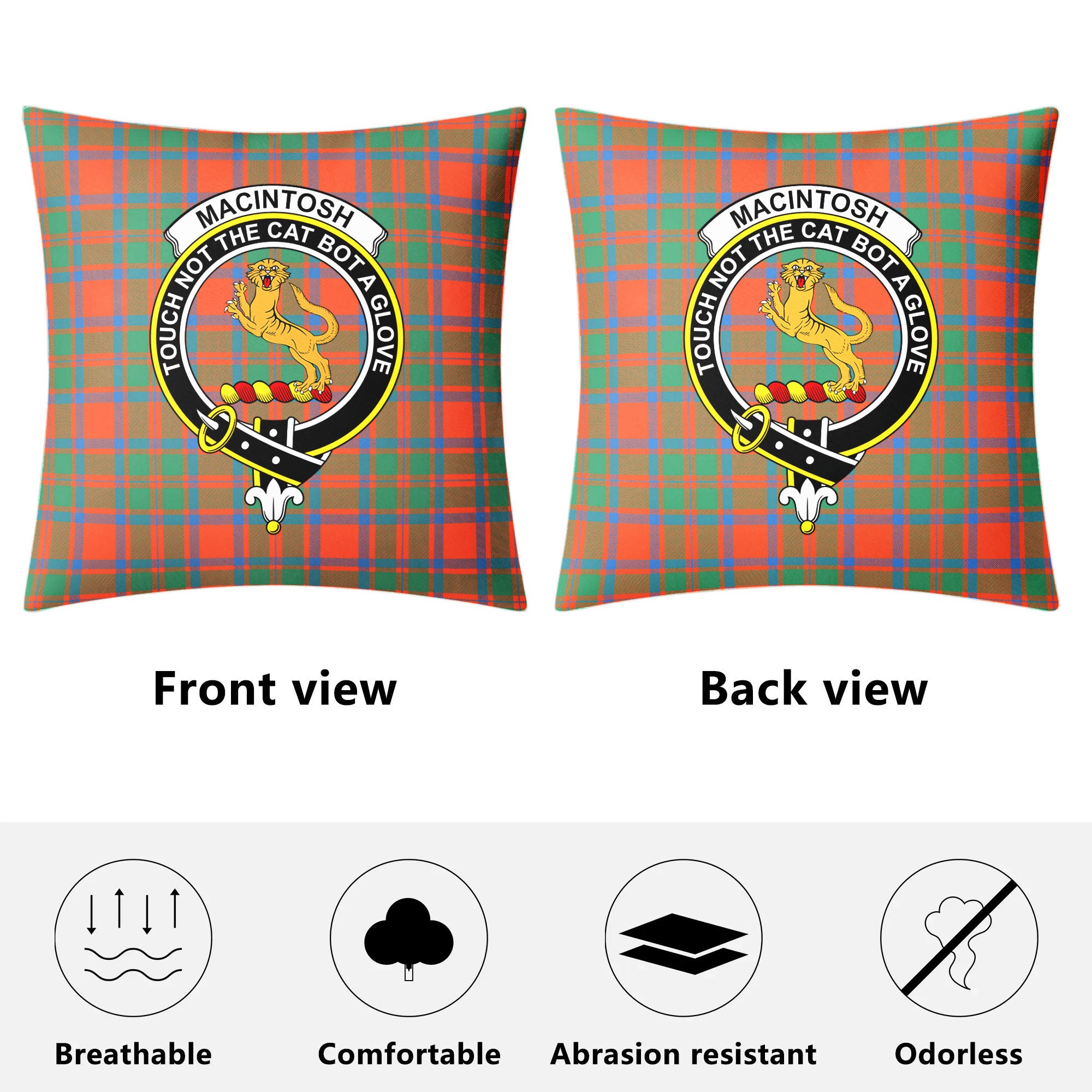 MacIntosh Ancient Tartan Crest Pillow Cover