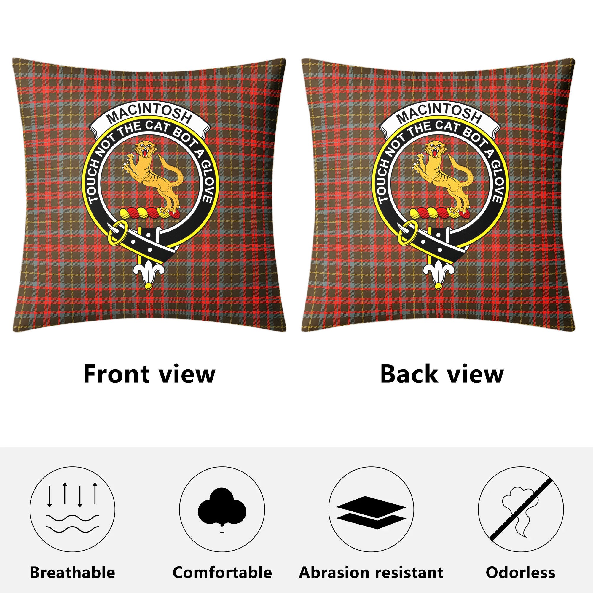 MacIntosh Hunting Weathered Tartan Crest Pillow Cover