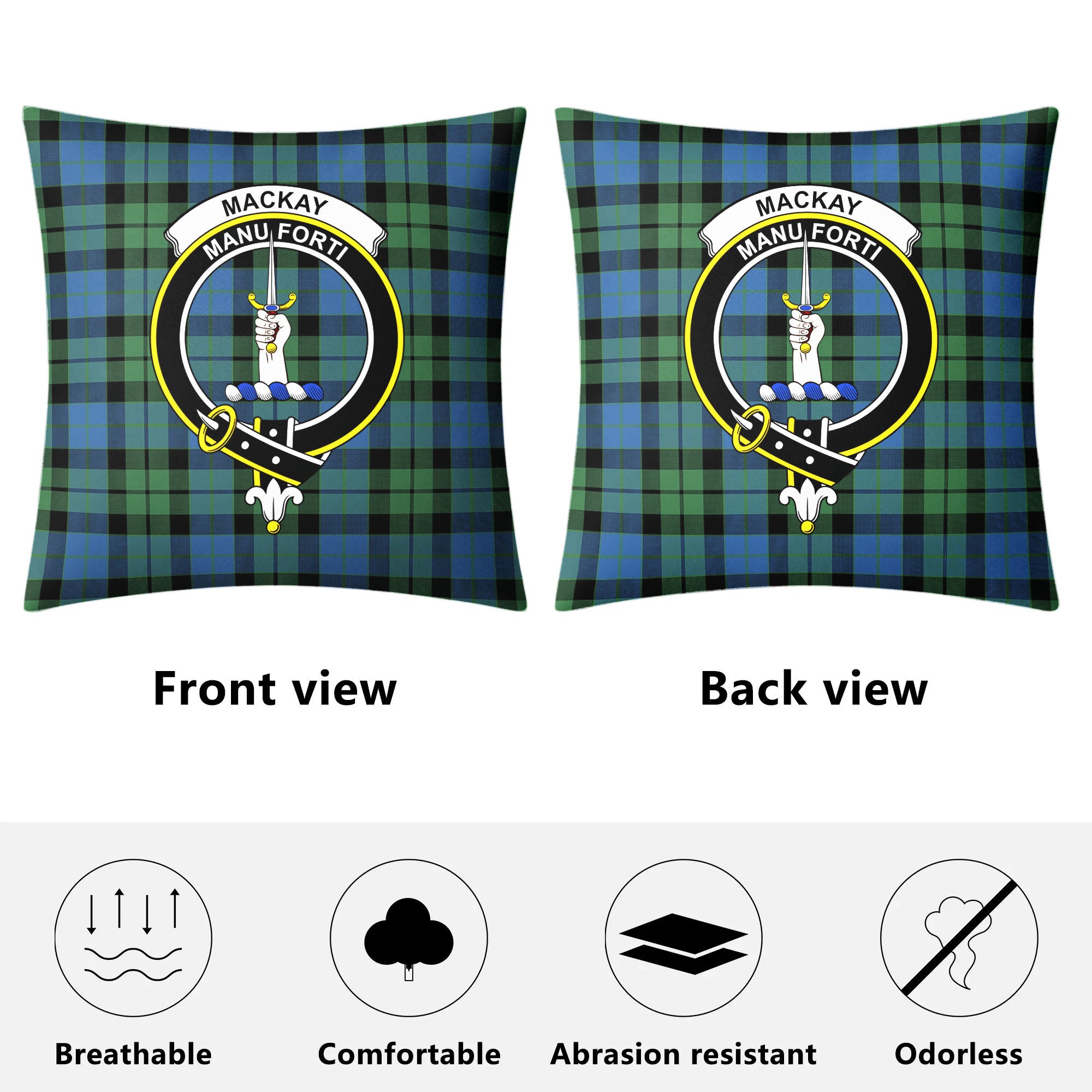 MacKay Ancient Tartan Crest Pillow Cover