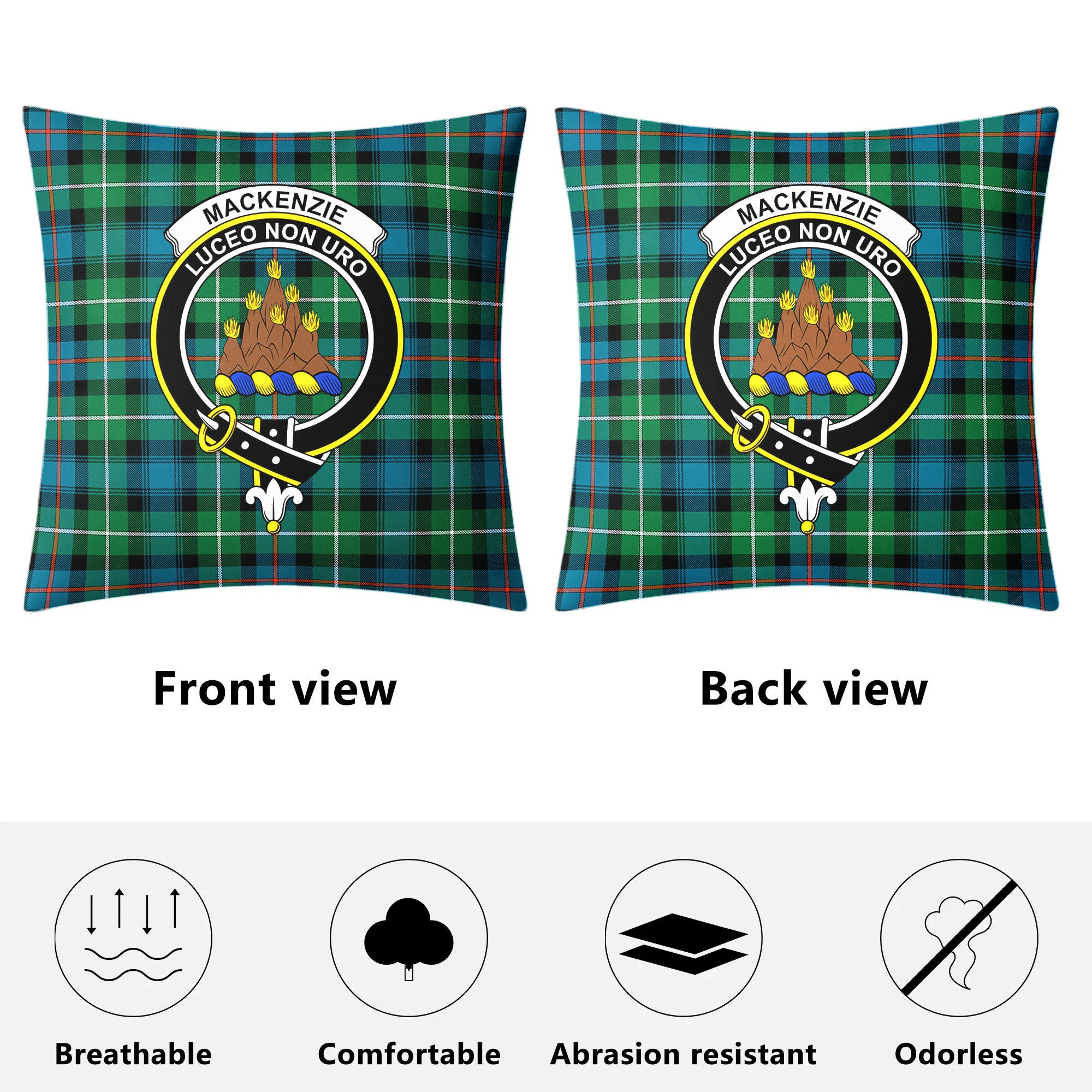 MacKenzie Ancient Tartan Crest Pillow Cover