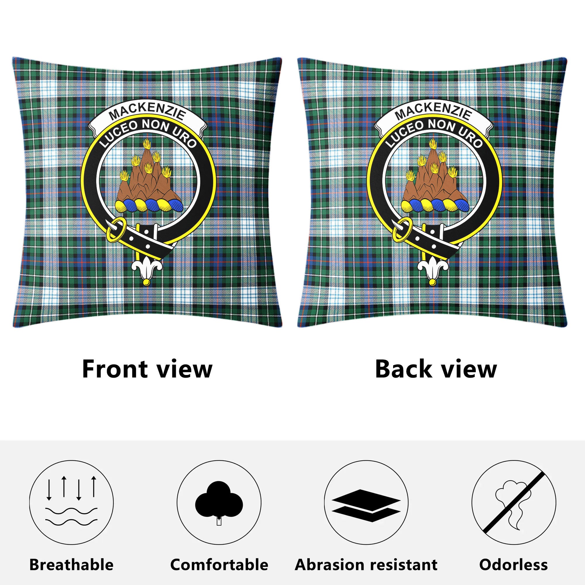 MacKenzie Dress Ancient Tartan Crest Pillow Cover