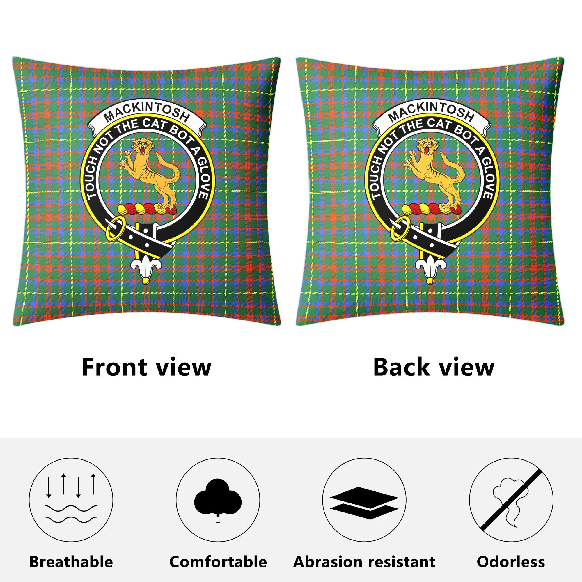 MacKintosh Hunting Ancient Tartan Crest Pillow Cover