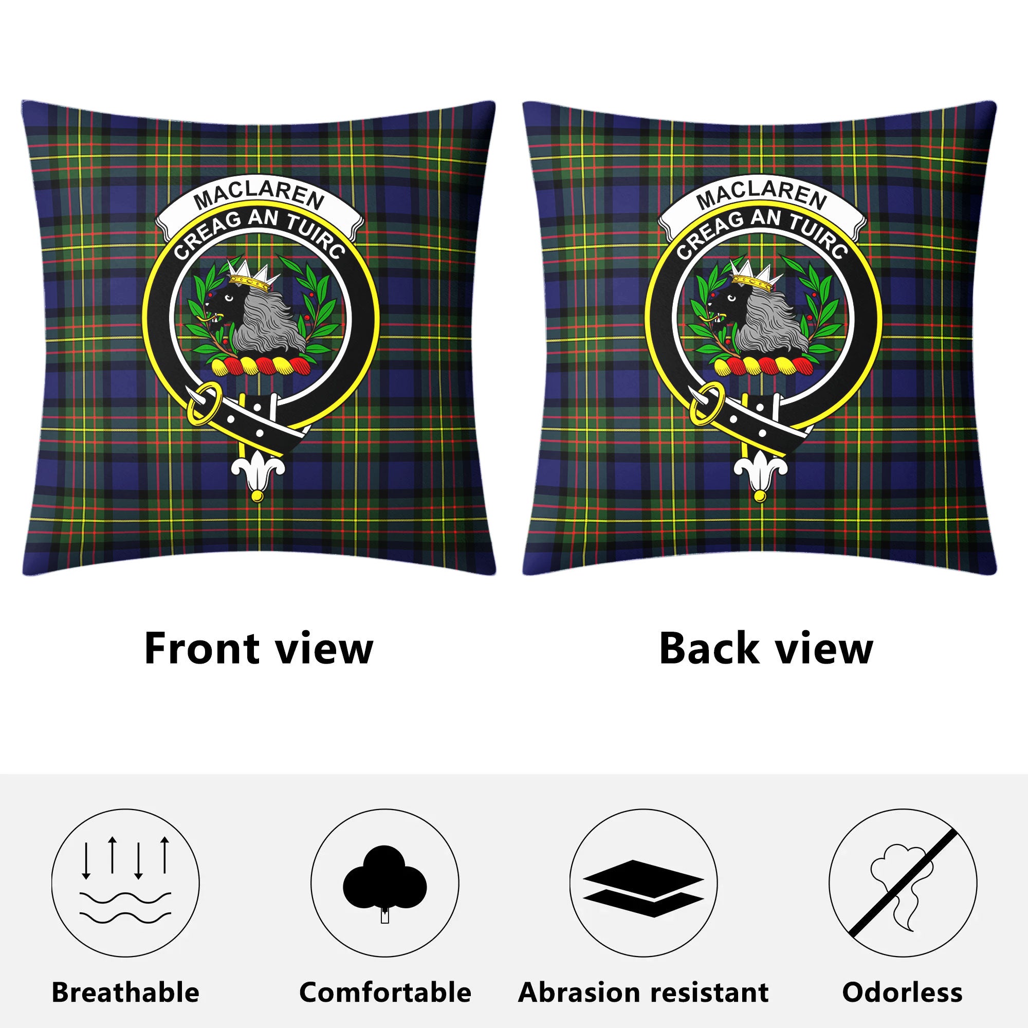 MacLaren Modern Tartan Crest Pillow Cover