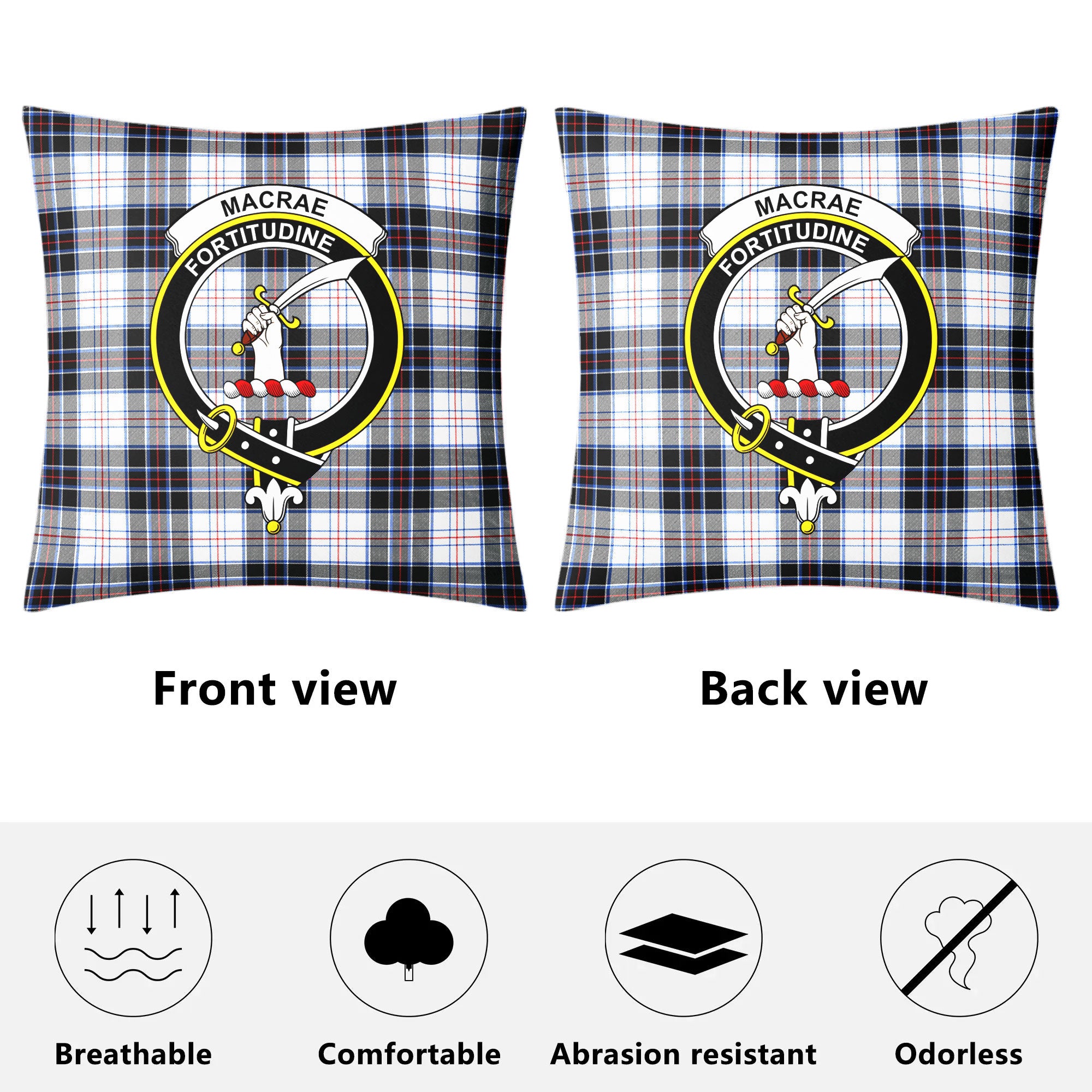 MacRae Dress Modern Tartan Crest Pillow Cover