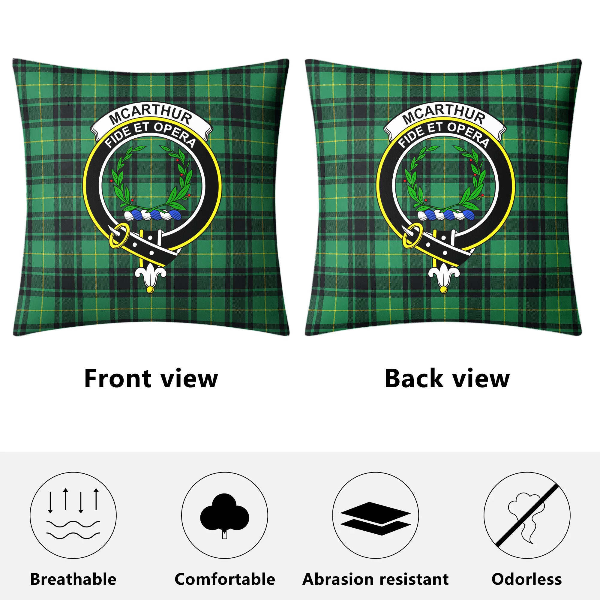 McArthur Ancient Tartan Crest Pillow Cover