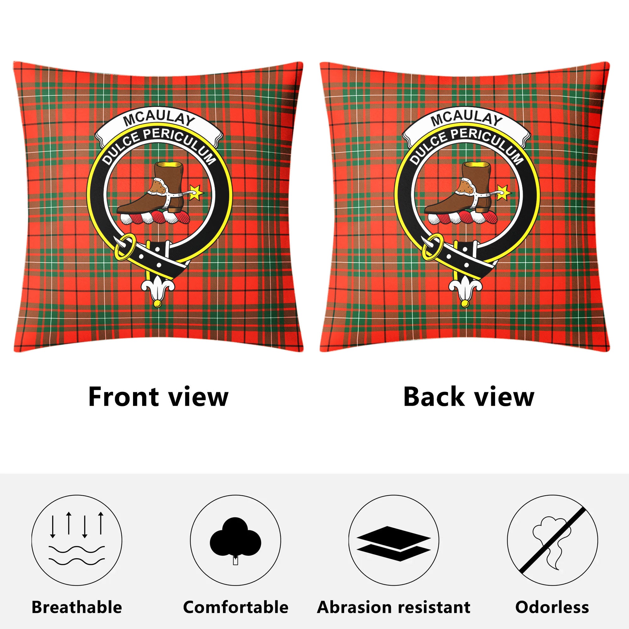 McAulay Ancient Tartan Crest Pillow Cover